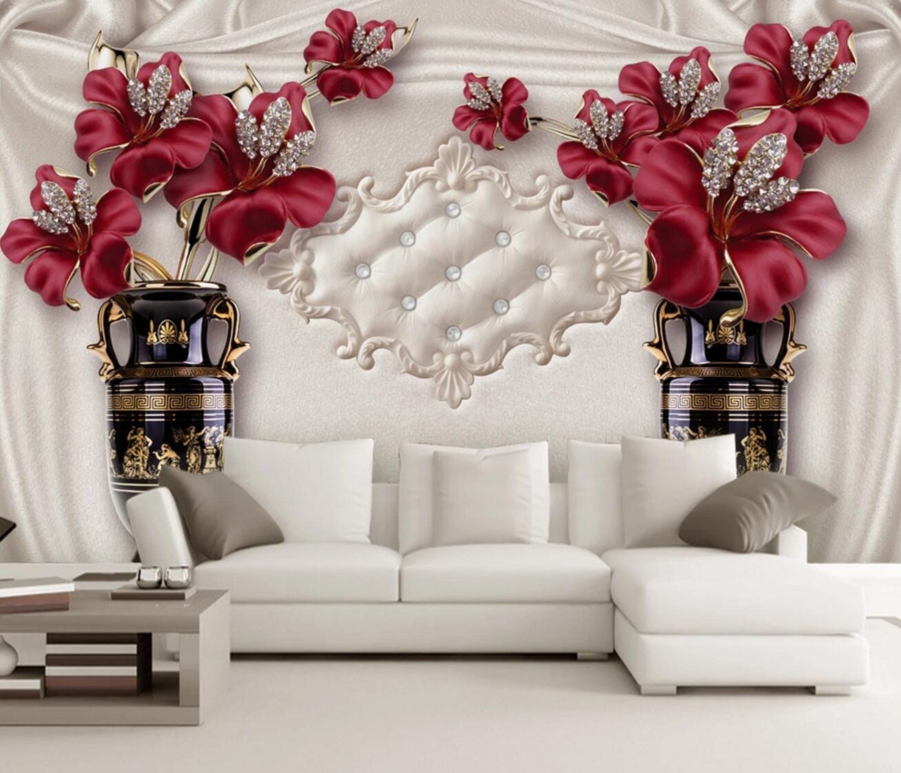 3D Black Vase WC330 Wall Murals Wallpaper AJ Wallpaper 2