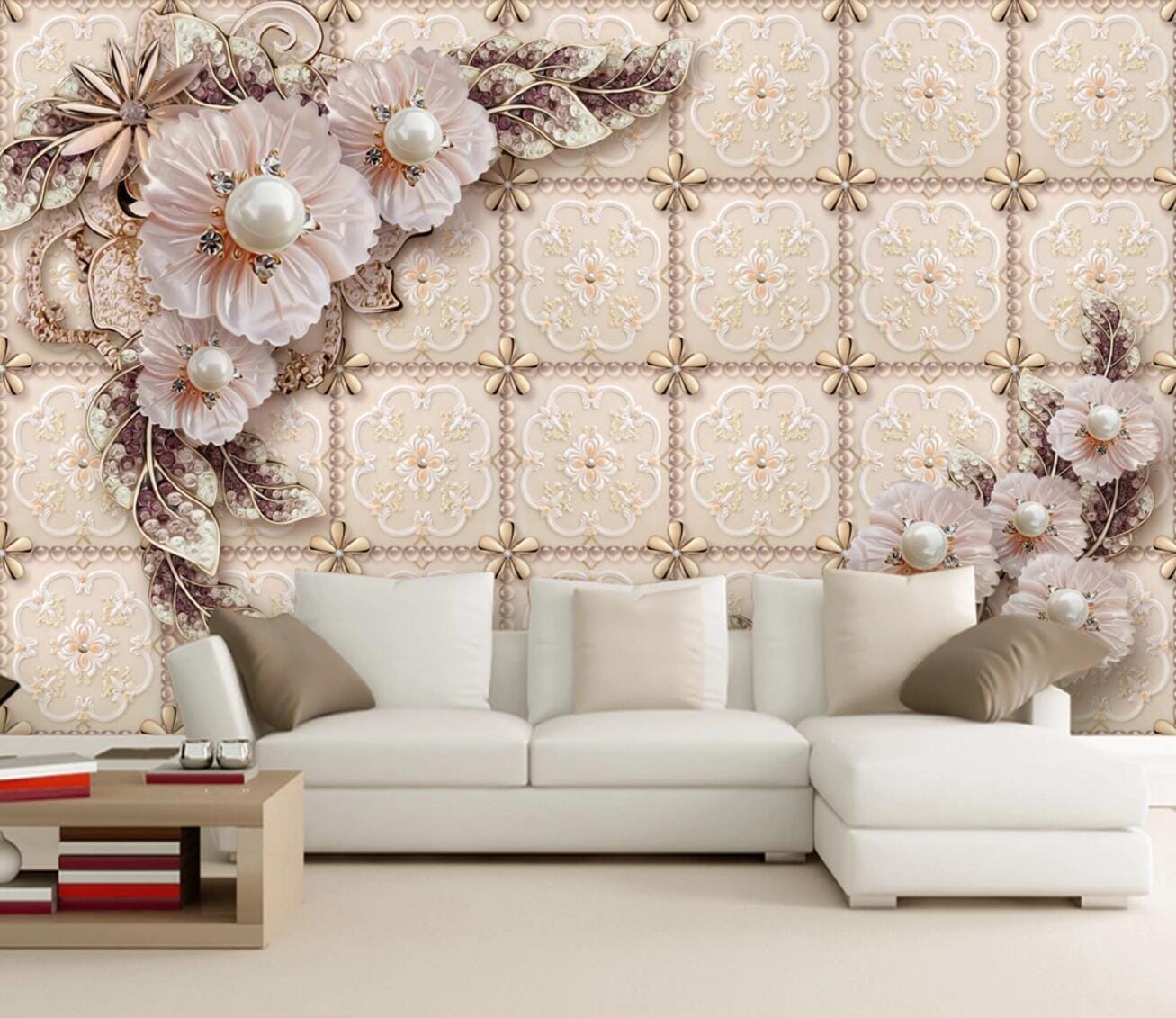 3D Pearl Embellishment WC325 Wall Murals Wallpaper AJ Wallpaper 2