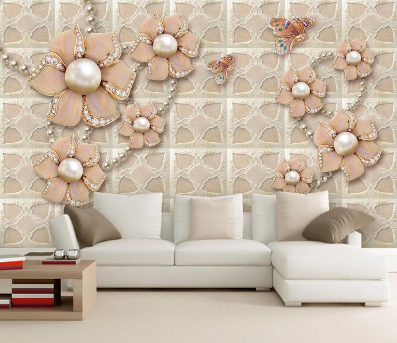 3D Platinum Butterfly WC326 Wall Murals Wallpaper AJ Wallpaper 2