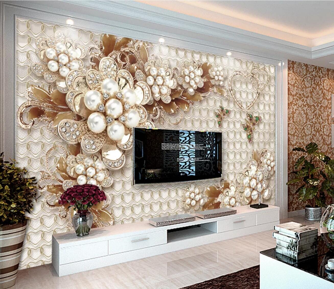 3D Emerald Butterfly WC324 Wall Murals Wallpaper AJ Wallpaper 2