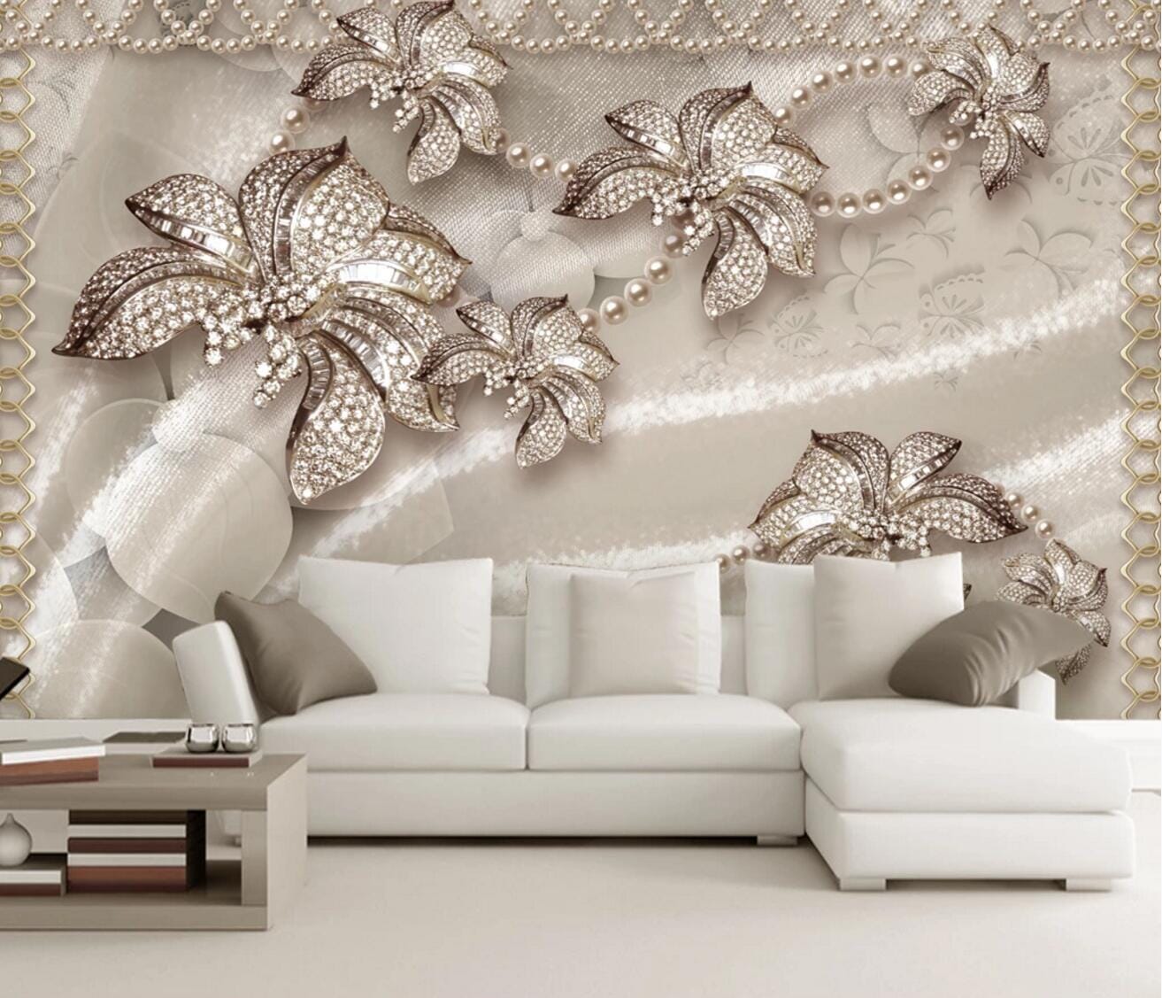3D Flower Diamond WC321 Wall Murals Wallpaper AJ Wallpaper 2