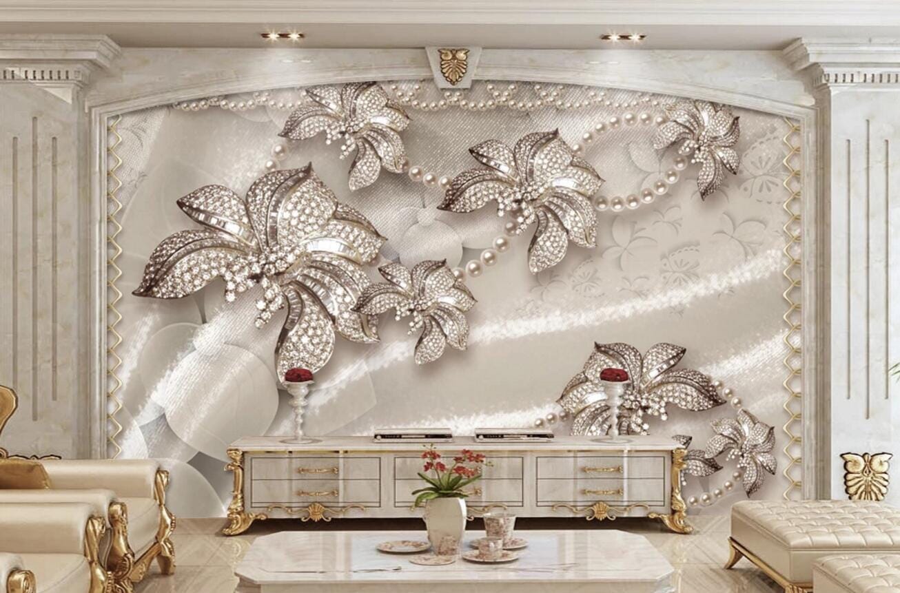 3D Flower Diamond WC321 Wall Murals Wallpaper AJ Wallpaper 2