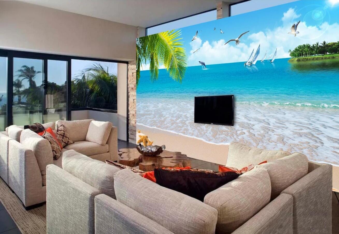 3D Seagull Starfish WC305 Wall Murals Wallpaper AJ Wallpaper 2