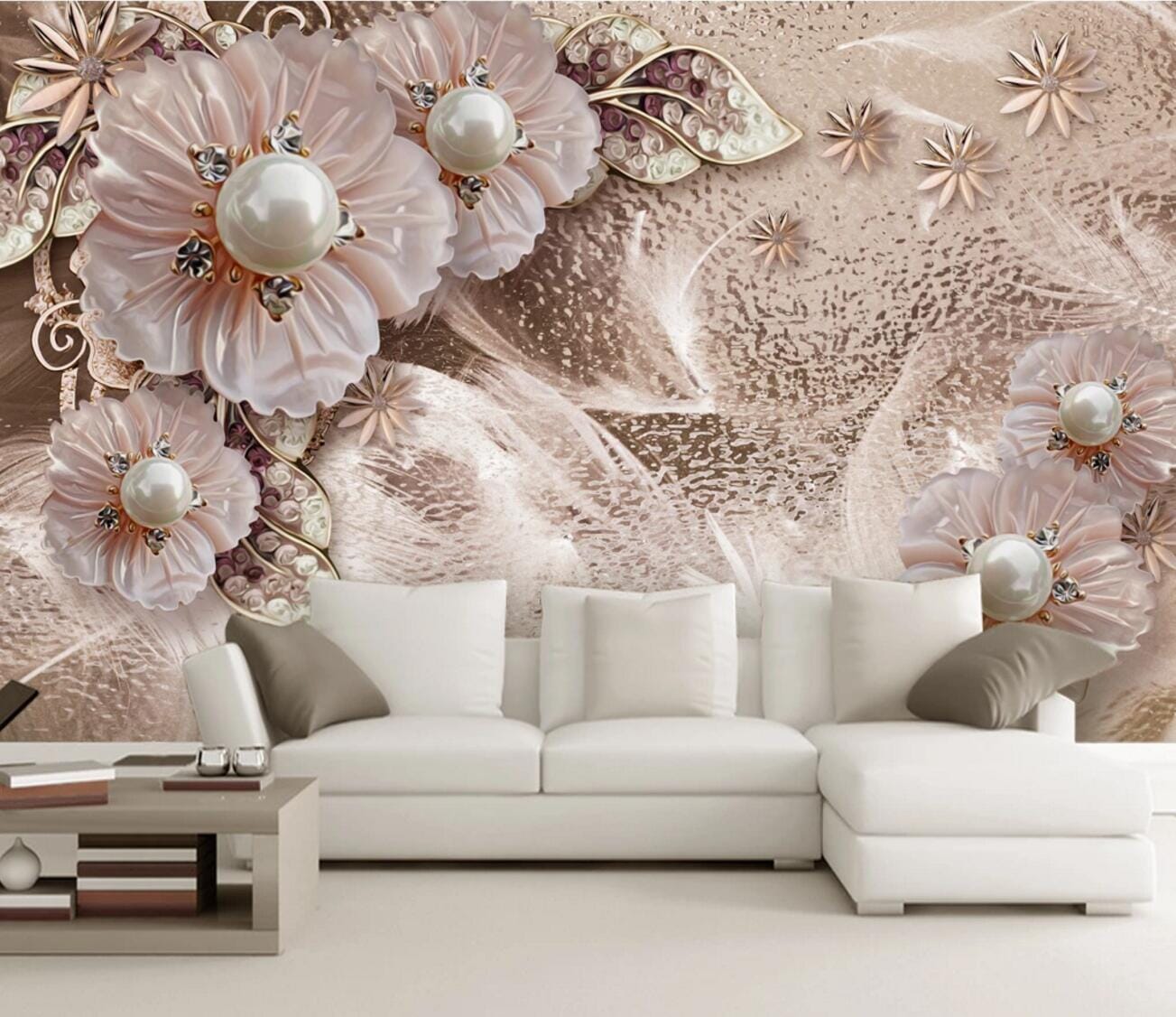 3D Pearl Decoration WC294 Wall Murals Wallpaper AJ Wallpaper 2