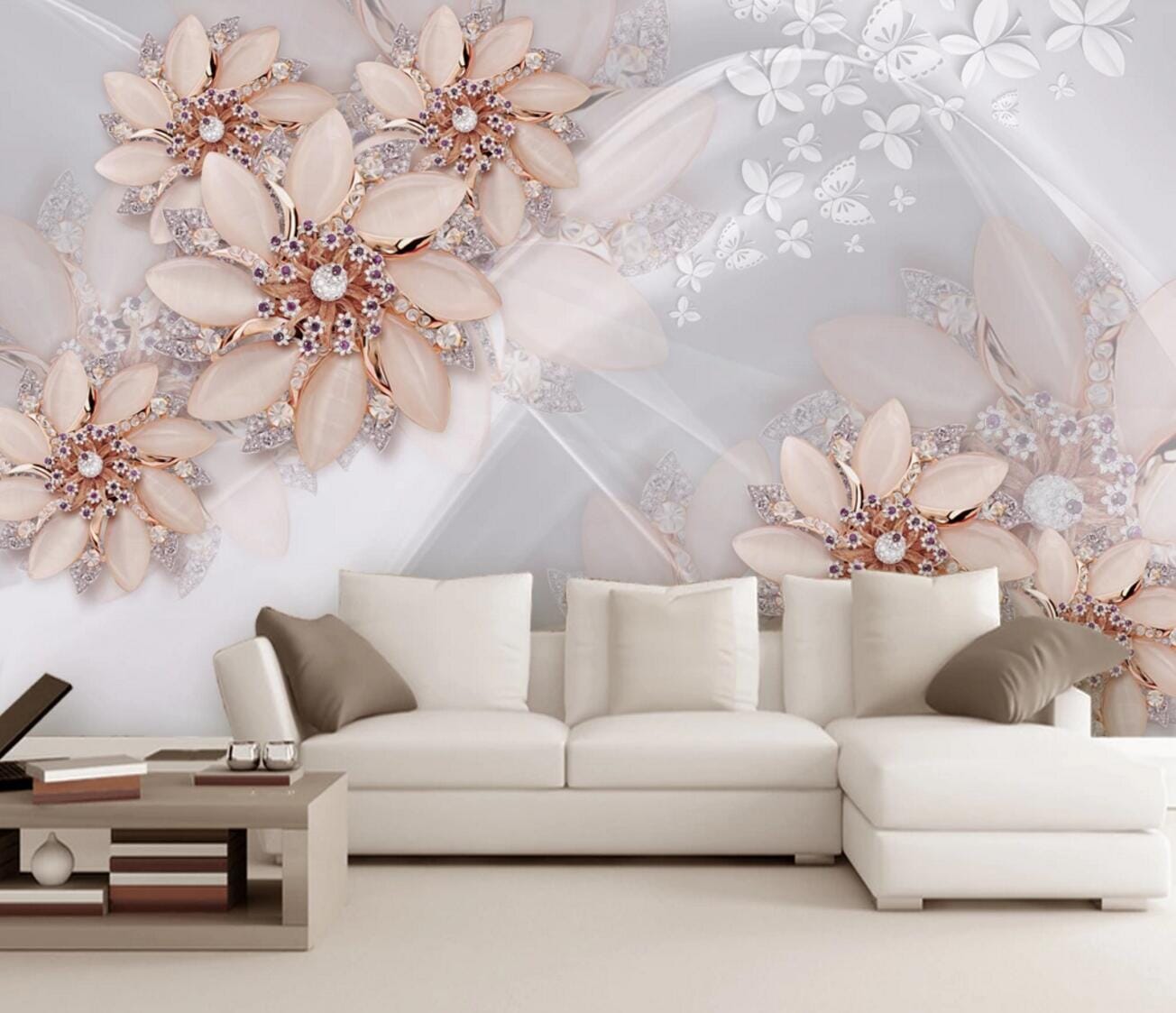 3D Flower Gem WC289 Wall Murals Wallpaper AJ Wallpaper 2