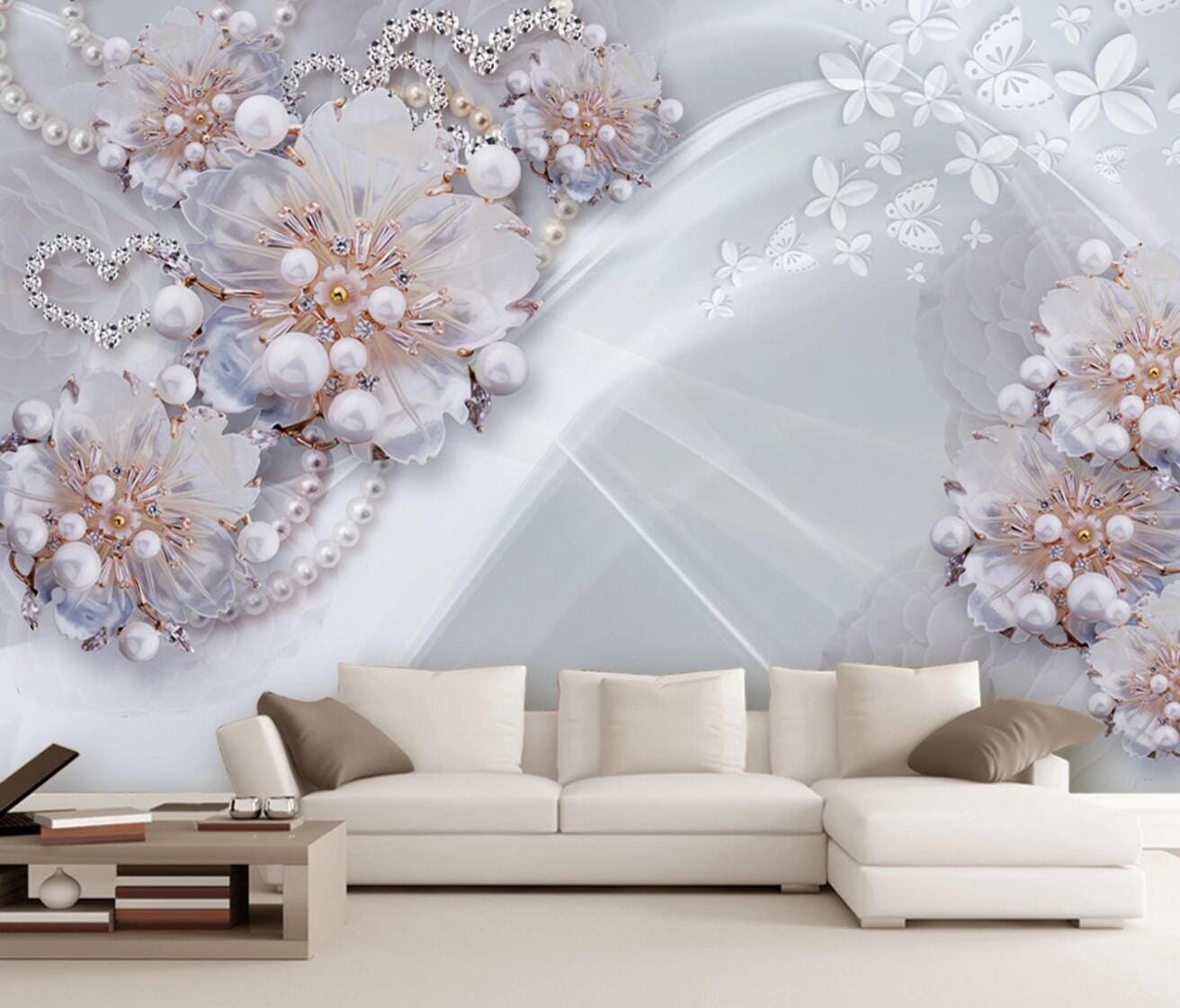3D Flower Brooch WC288 Wall Murals Wallpaper AJ Wallpaper 2
