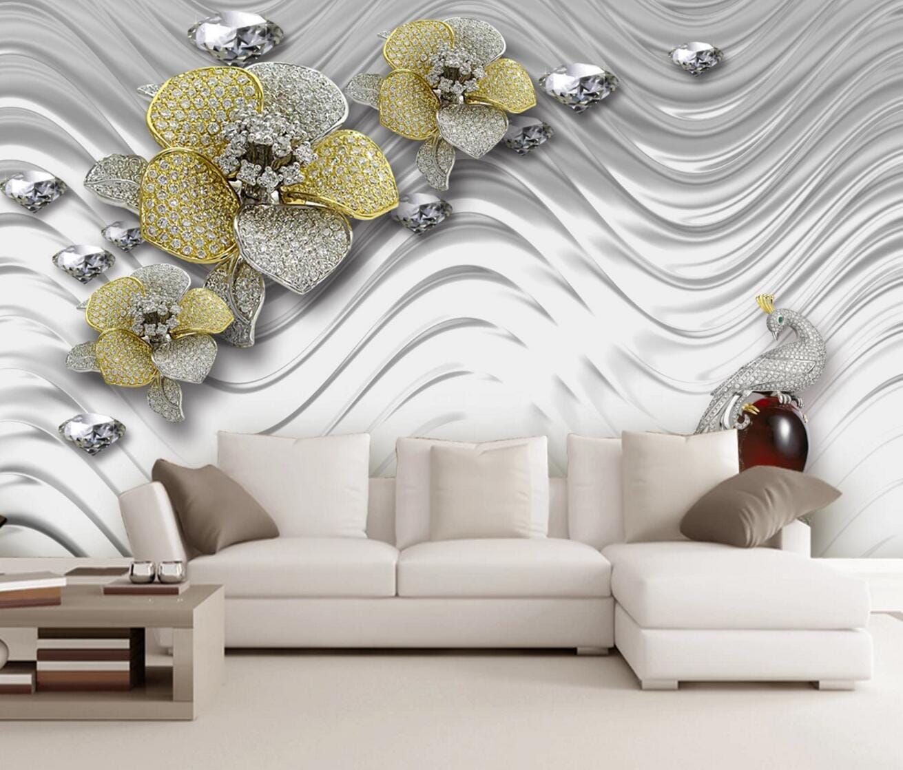 3D Diamond Flower WC285 Wall Murals Wallpaper AJ Wallpaper 2