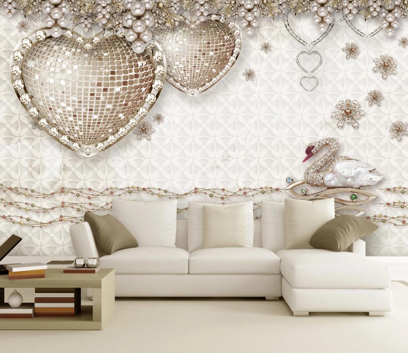 3D Swan Diamond WC270 Wall Murals Wallpaper AJ Wallpaper 2
