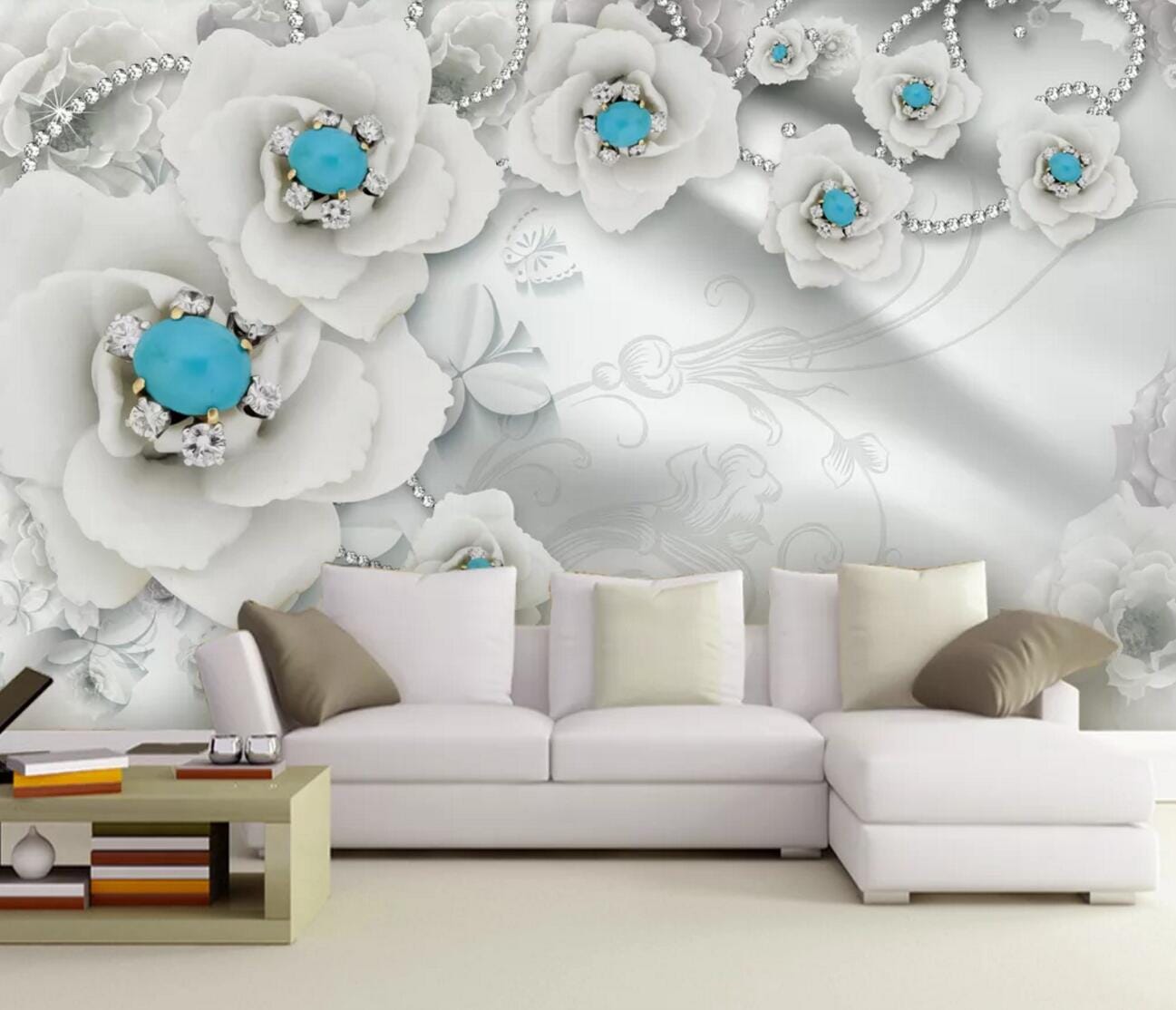 3D Diamond Flower WC251 Wall Murals Wallpaper AJ Wallpaper 2