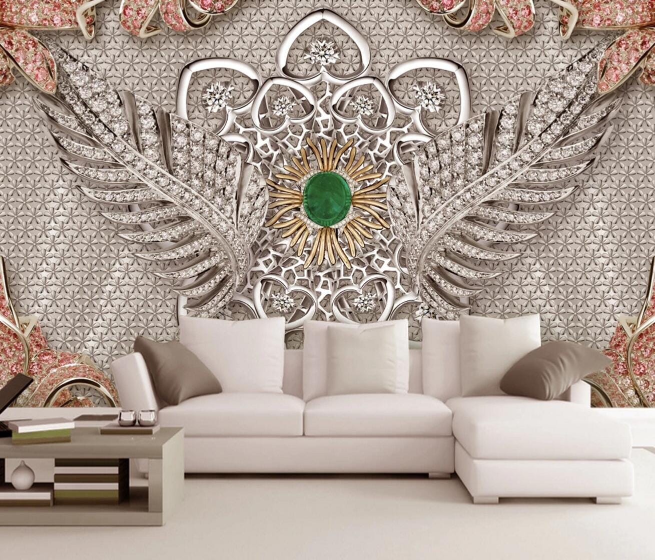 3D Leaf Diamond WC250 Wall Murals Wallpaper AJ Wallpaper 2