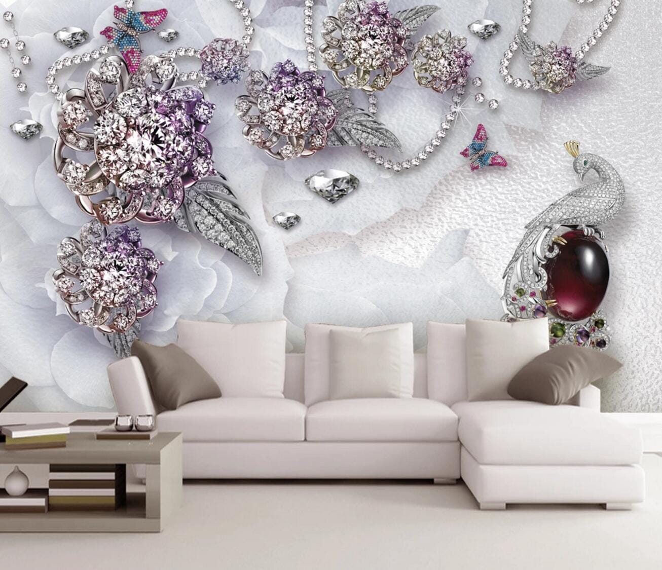 3D Peacock Gem WC249 Wall Murals Wallpaper AJ Wallpaper 2