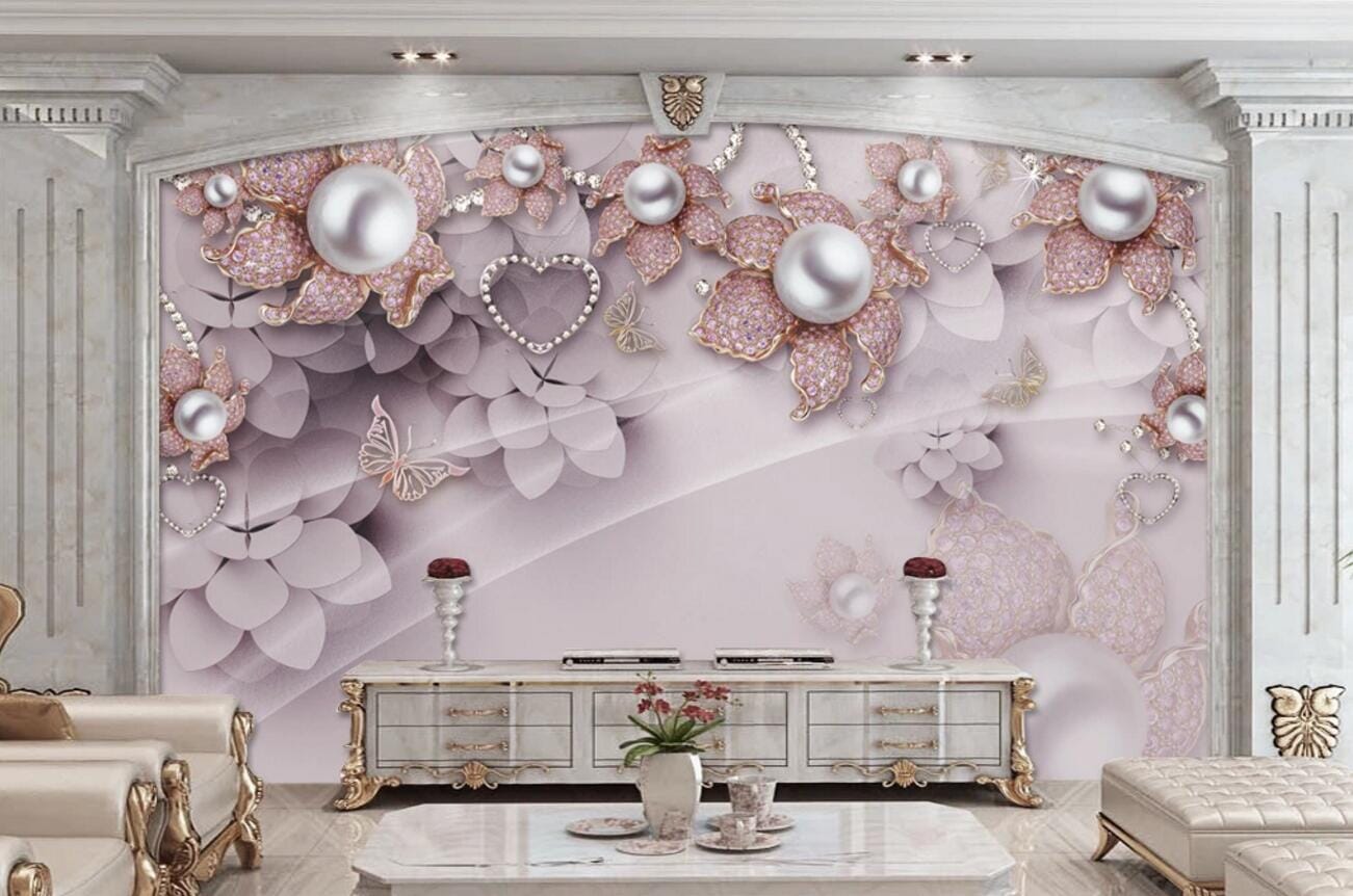 3D Rose Pearl WC247 Wall Murals Wallpaper AJ Wallpaper 2