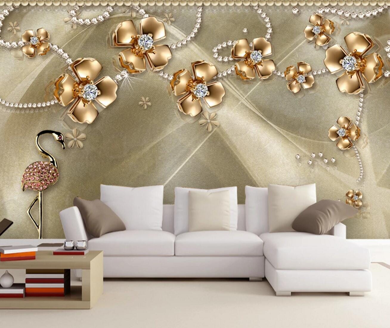 3D Flamingo Diamond WC245 Wall Murals Wallpaper AJ Wallpaper 2