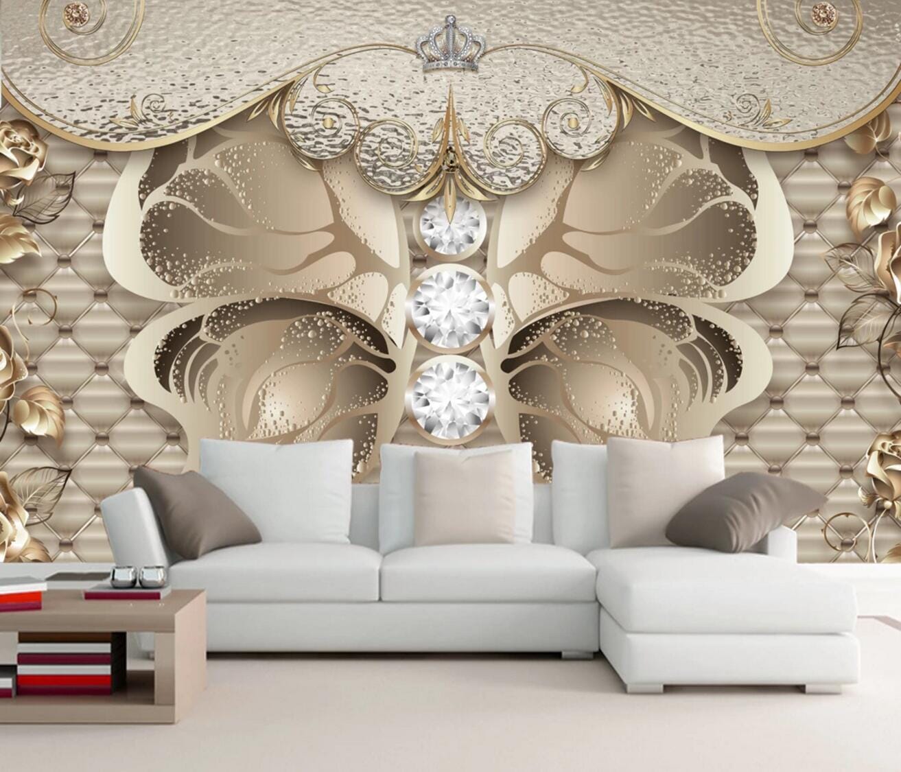 3D Diamond Butterfly WC237 Wall Murals Wallpaper AJ Wallpaper 2