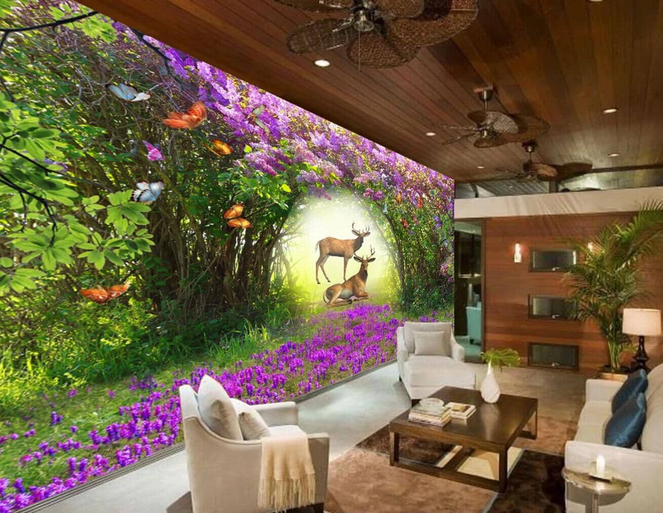 3D Sika Deer Forest WC220 Wall Murals Wallpaper AJ Wallpaper 2