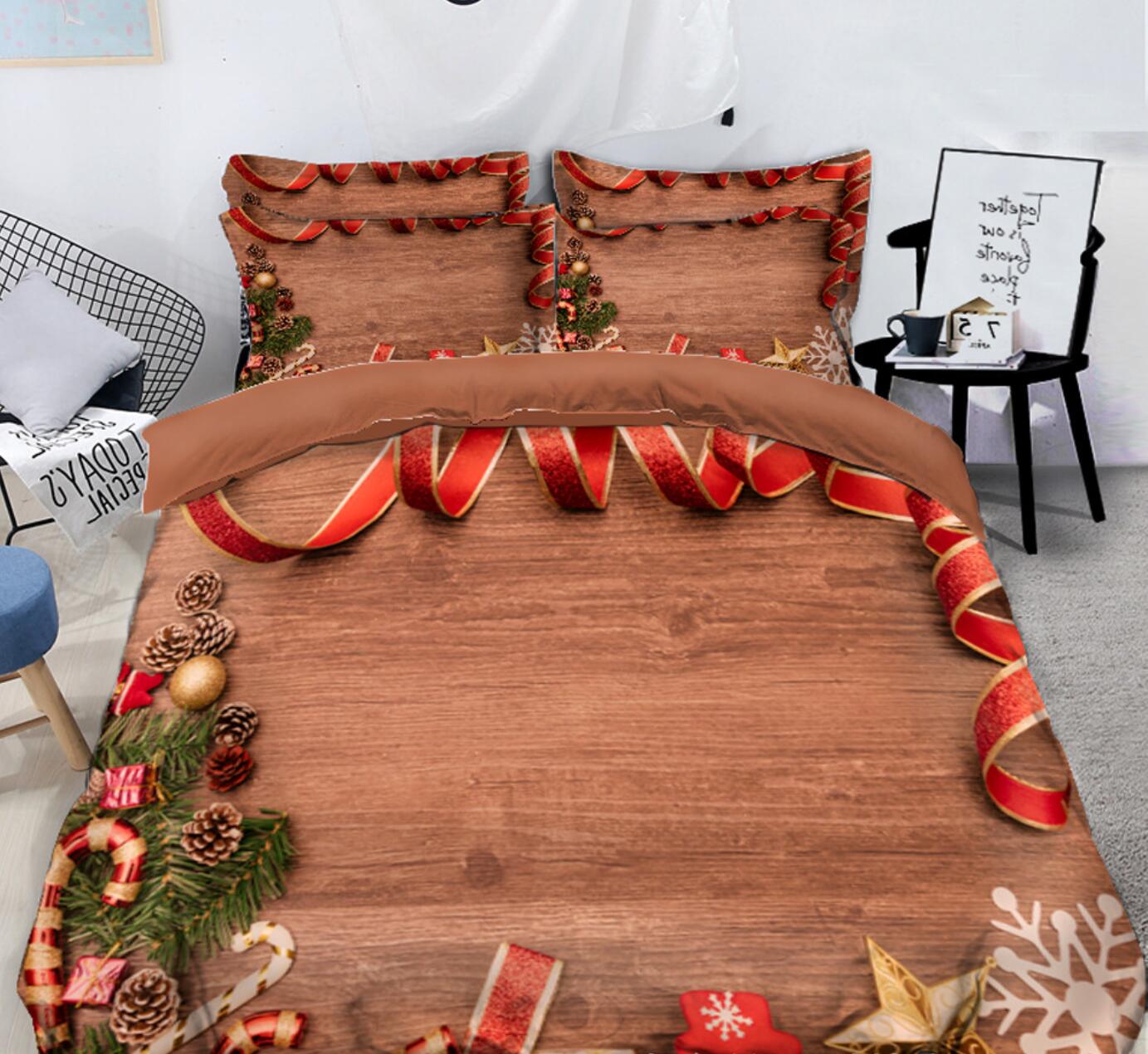 3D Christmas Tree Red Ribbon 45053 Christmas Quilt Duvet Cover Xmas Bed Pillowcases