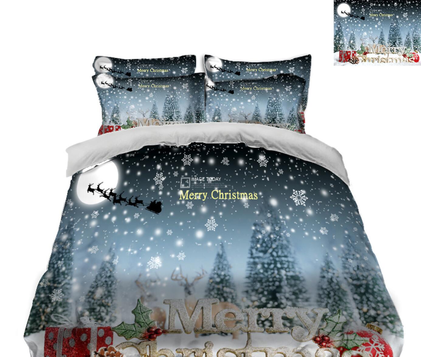 3D Snow Tree 45071 Christmas Quilt Duvet Cover Xmas Bed Pillowcases