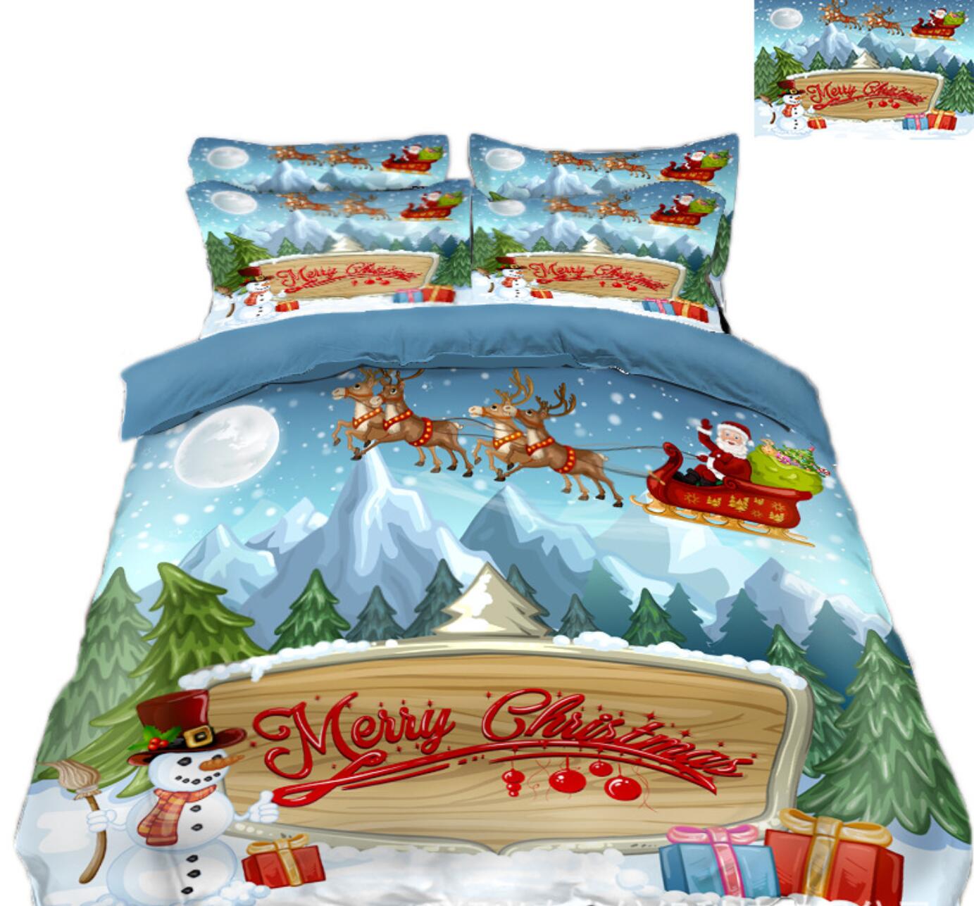 3D Merry Christmas Sleigh 45076 Christmas Quilt Duvet Cover Xmas Bed Pillowcases