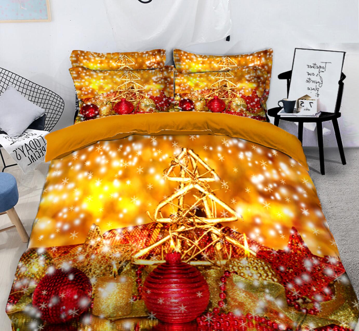 3D Starlight 45077 Christmas Quilt Duvet Cover Xmas Bed Pillowcases