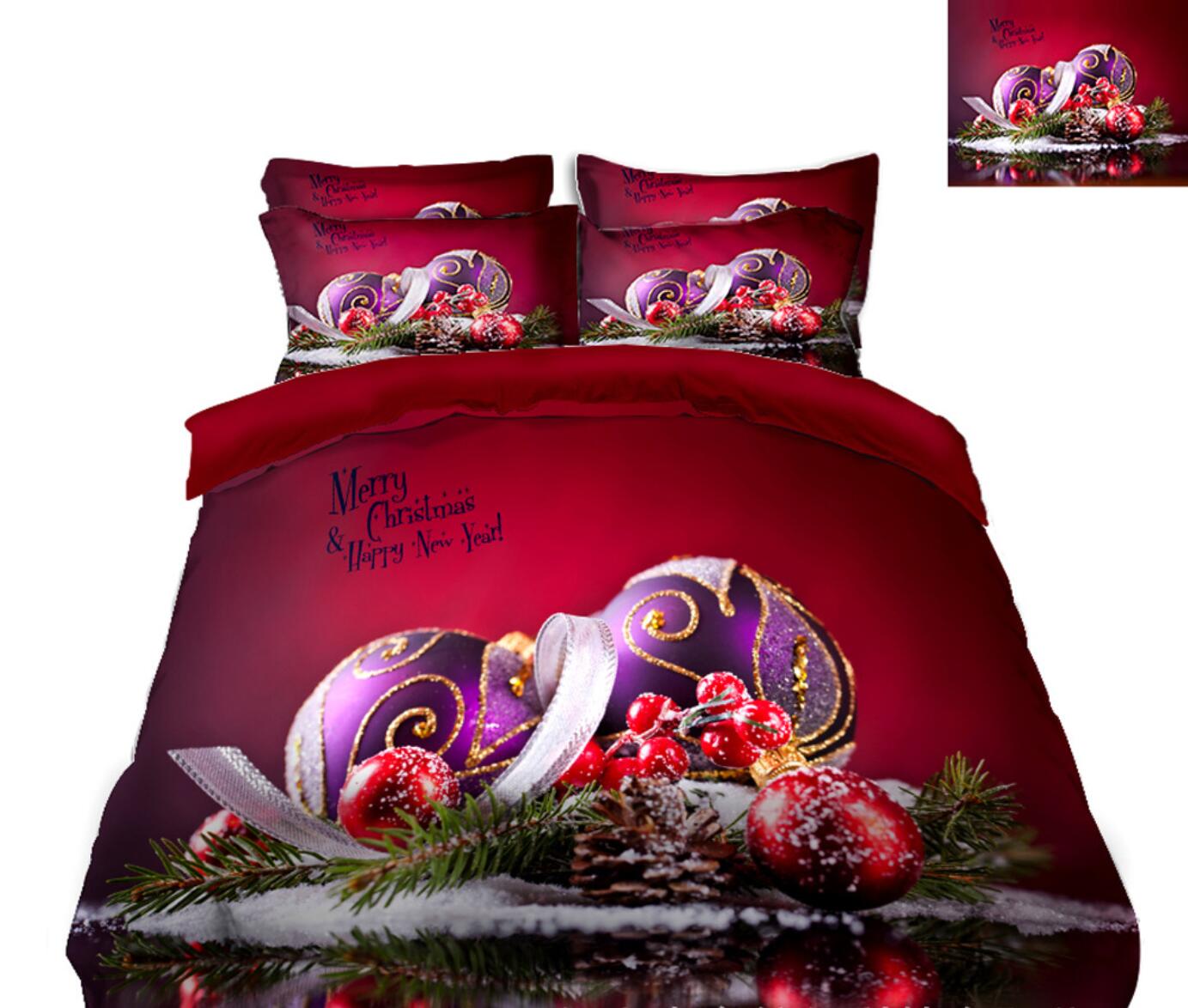 3D Christmas Ornaments 45101 Christmas Quilt Duvet Cover Xmas Bed Pillowcases