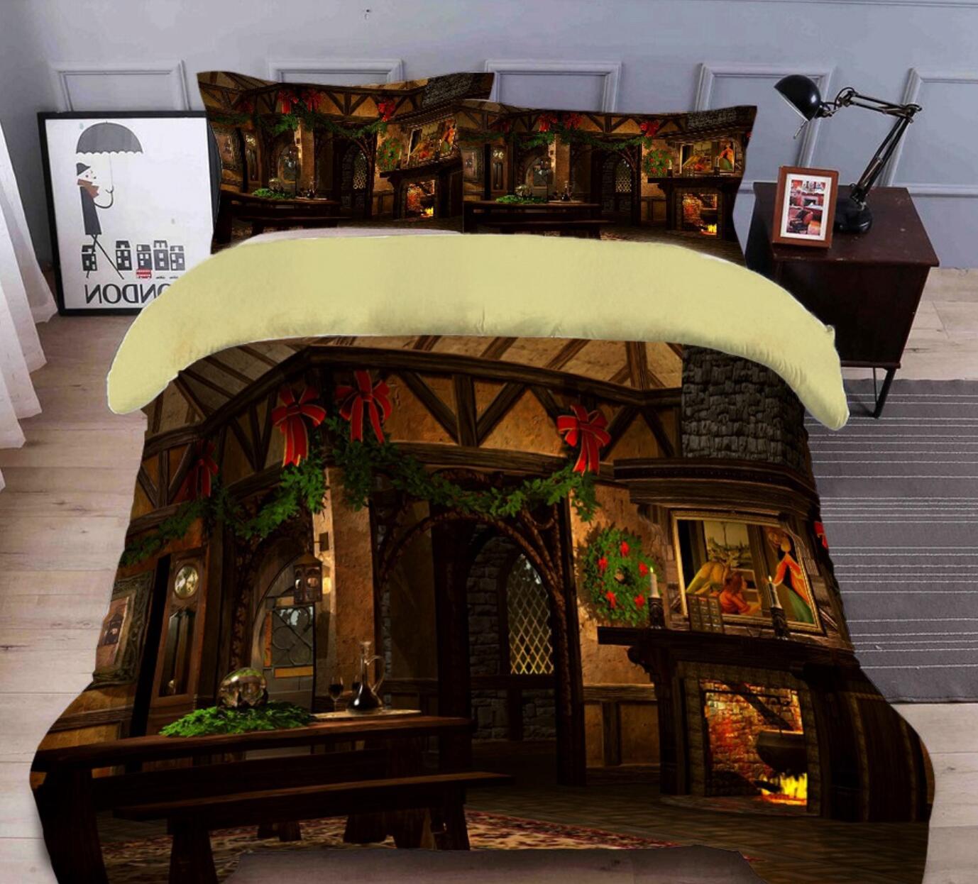 3D Houses 45111 Christmas Quilt Duvet Cover Xmas Bed Pillowcases