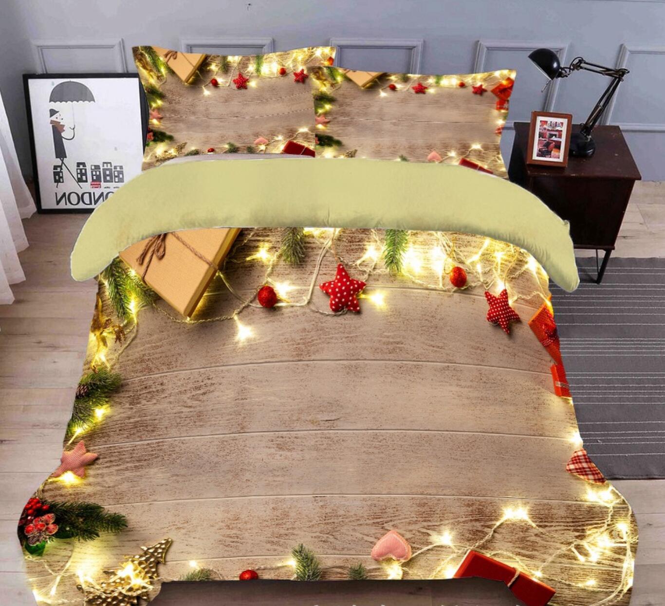 3D String Lights 45117 Christmas Quilt Duvet Cover Xmas Bed Pillowcases