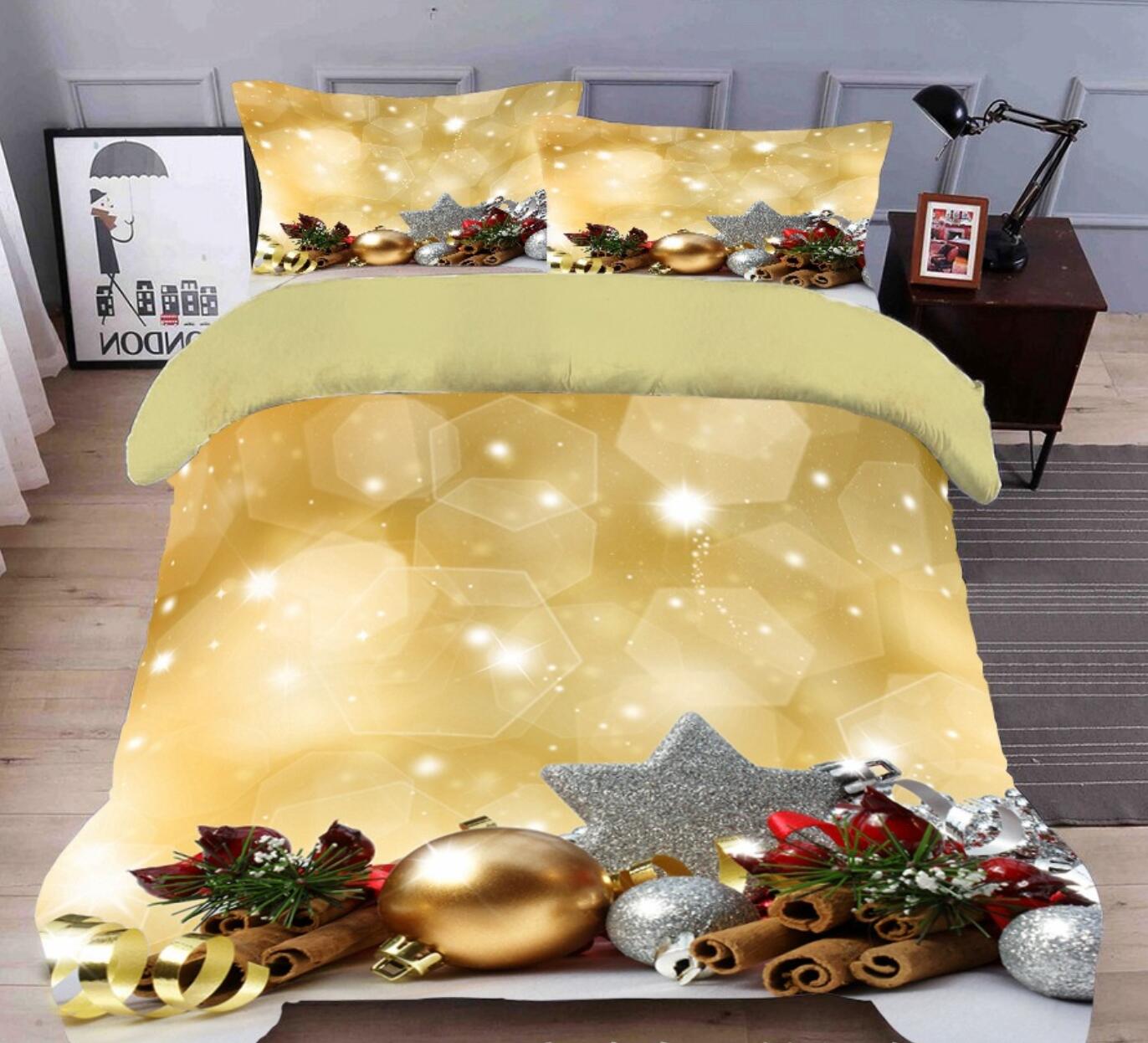 3D Pendant 45133 Christmas Quilt Duvet Cover Xmas Bed Pillowcases