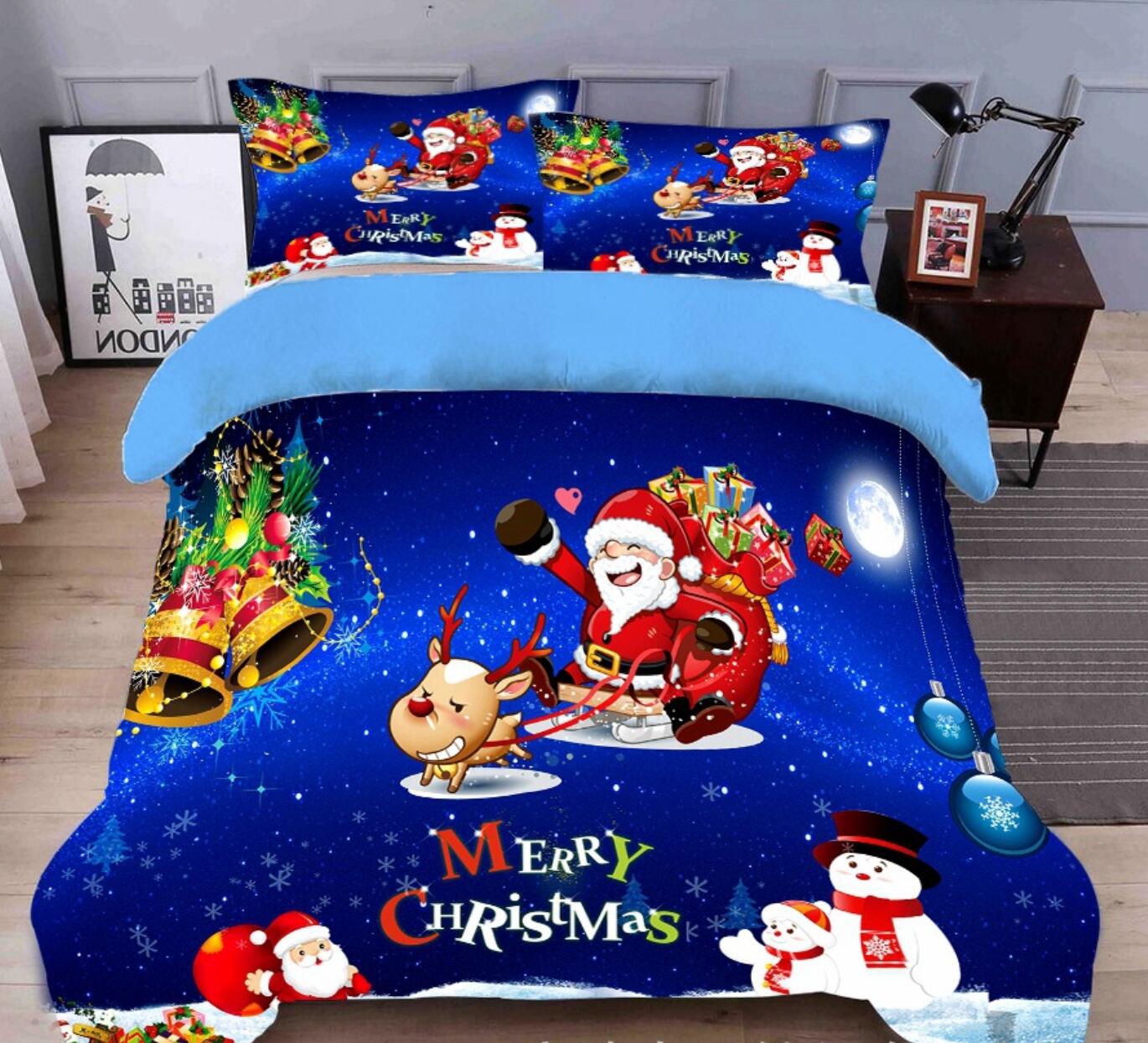 3D Santa Deer 45134 Christmas Quilt Duvet Cover Xmas Bed Pillowcases