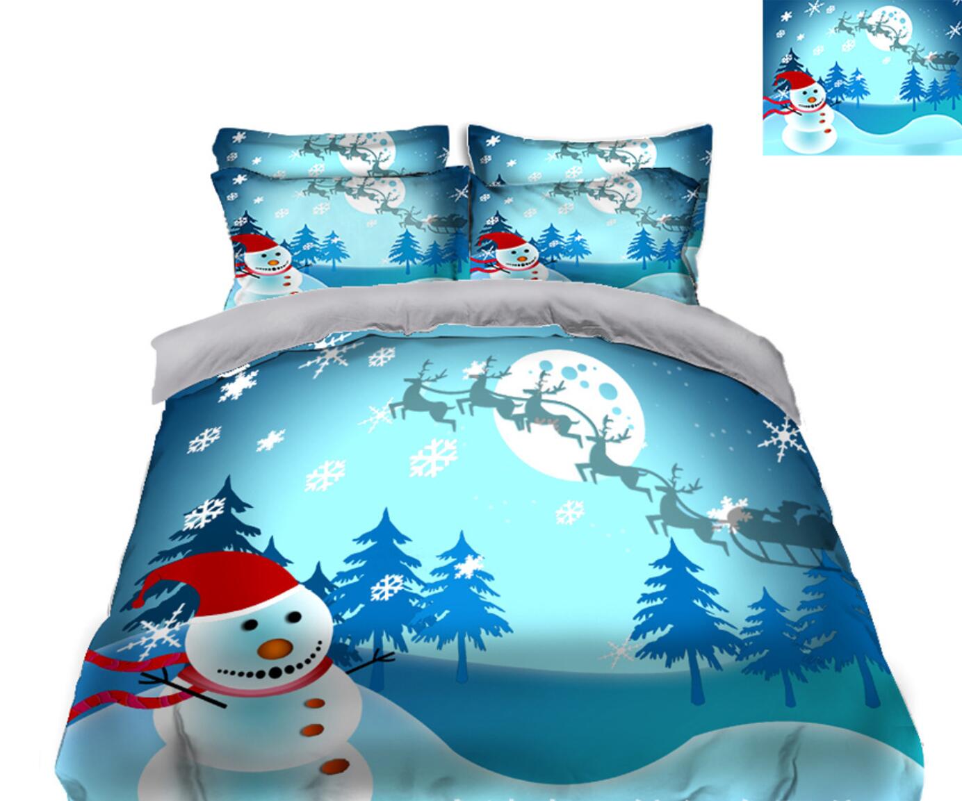 3D Ice Snowman 45161 Christmas Quilt Duvet Cover Xmas Bed Pillowcases