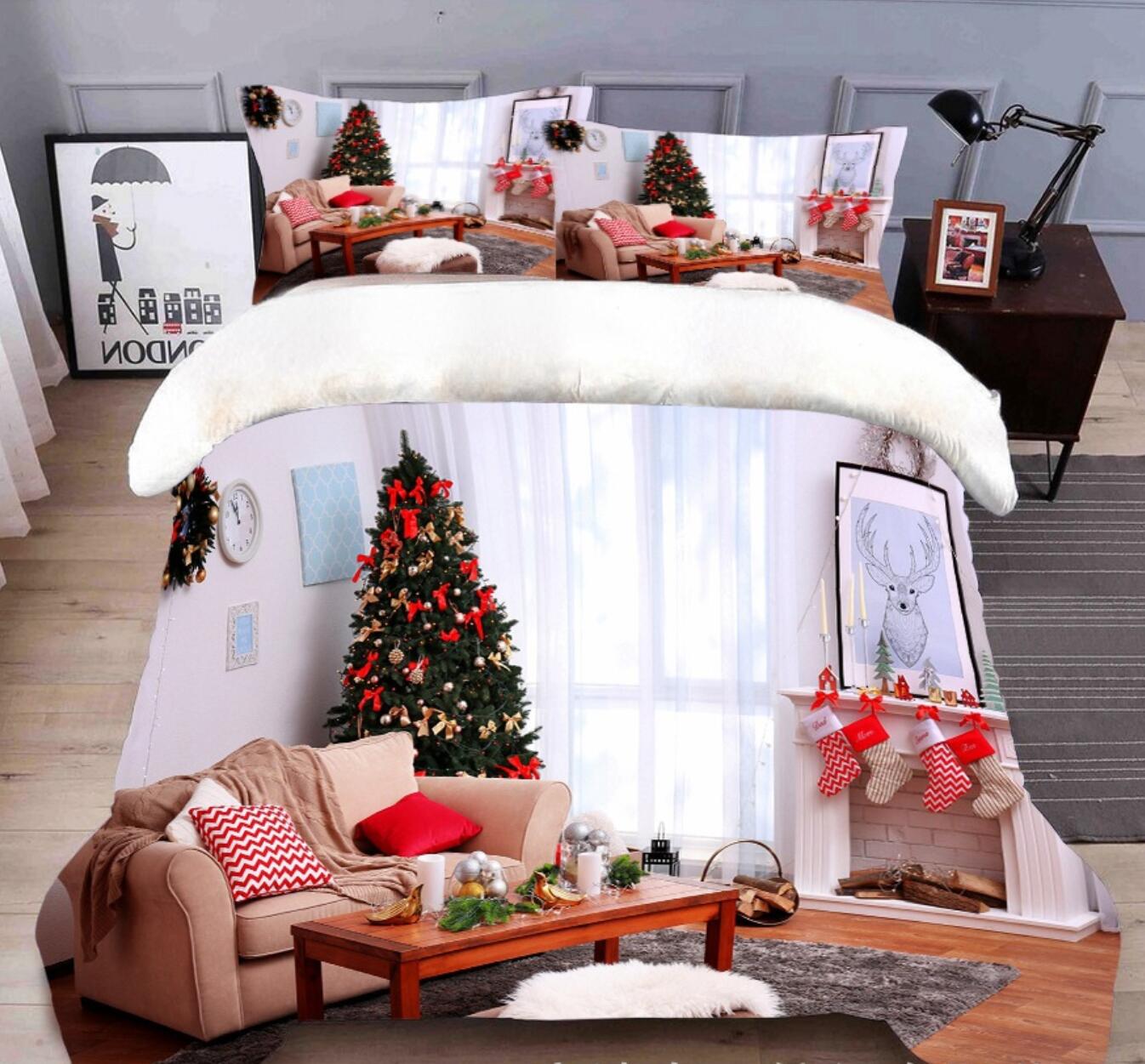 3D Sofa Coffee Table 45169 Christmas Quilt Duvet Cover Xmas Bed Pillowcases