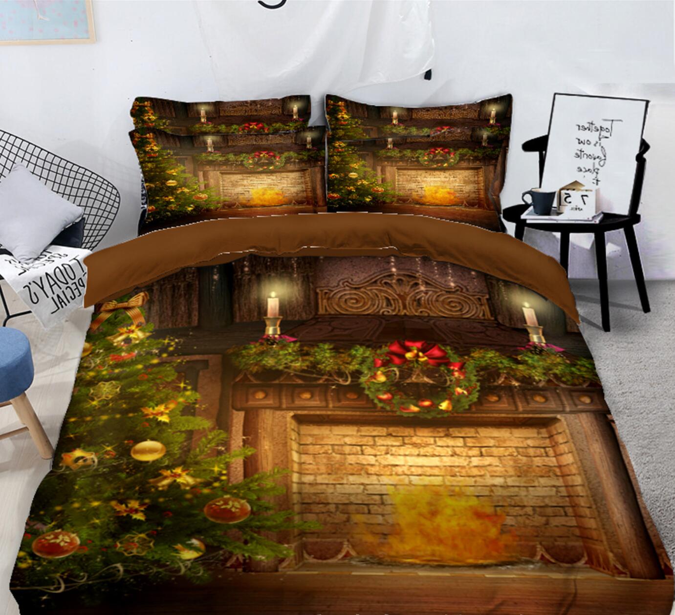 3D Wall Christmas Tree 45182 Christmas Quilt Duvet Cover Xmas Bed Pillowcases