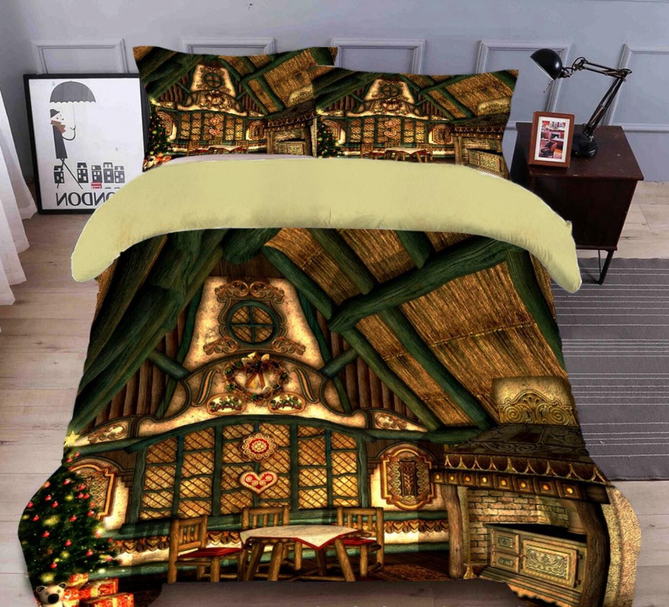 3D Houses 45193 Christmas Quilt Duvet Cover Xmas Bed Pillowcases