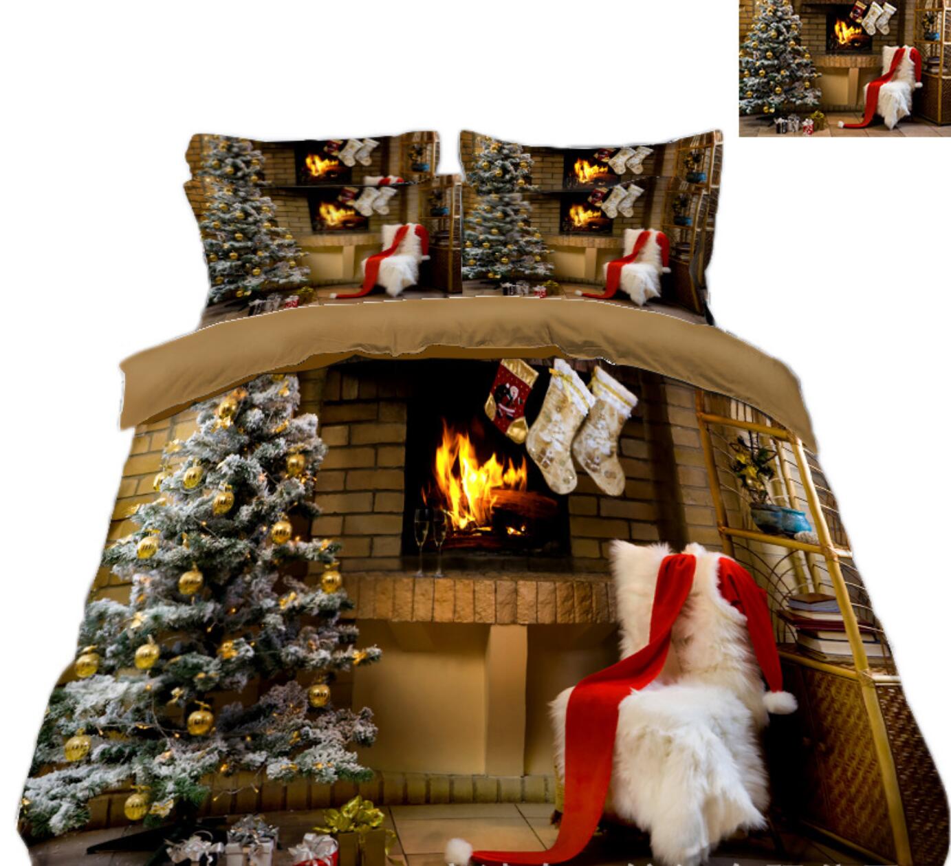3D Christmas Tree Chair 45214 Christmas Quilt Duvet Cover Xmas Bed Pillowcases