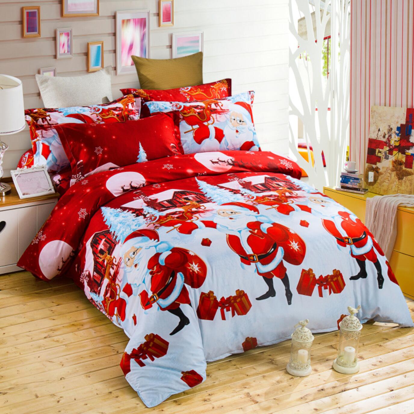 3D Santa Claus Pattern 45227 Christmas Quilt Duvet Cover Xmas Bed Pillowcases