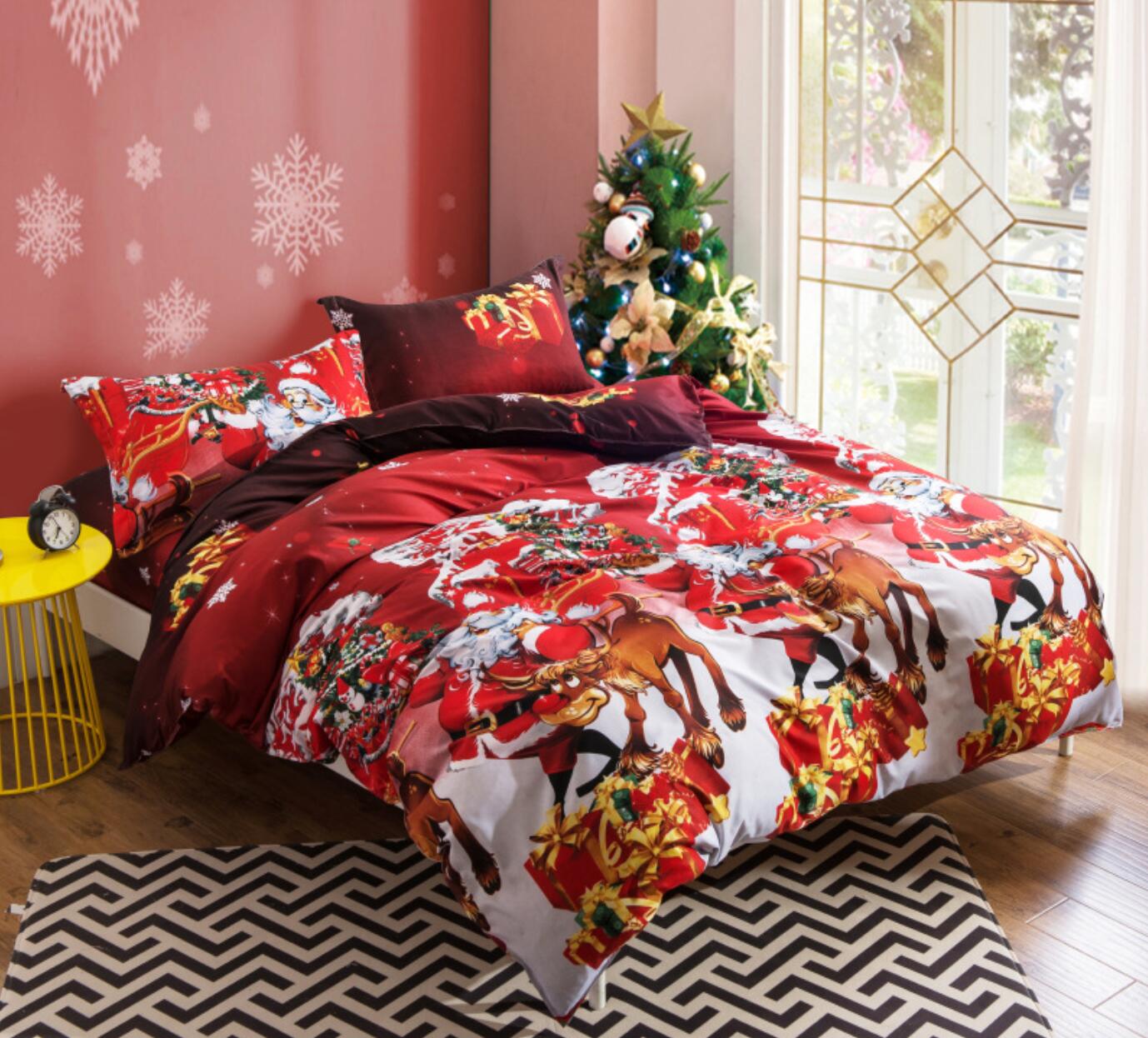 3D Santa Claus Pattern 45230 Christmas Quilt Duvet Cover Xmas Bed Pillowcases