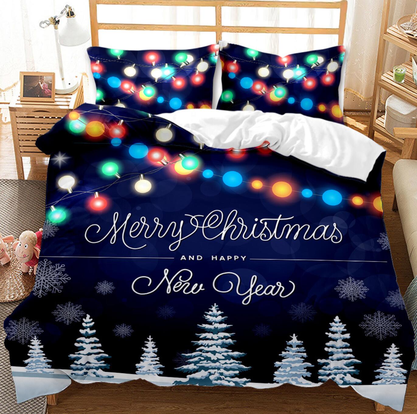 3D Christmas Tree Colored Lights 46002 Christmas Quilt Duvet Cover Xmas Bed Pillowcases
