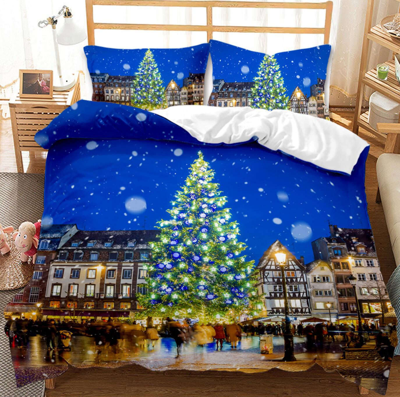 3D Town Christmas Tree 46003 Christmas Quilt Duvet Cover Xmas Bed Pillowcases