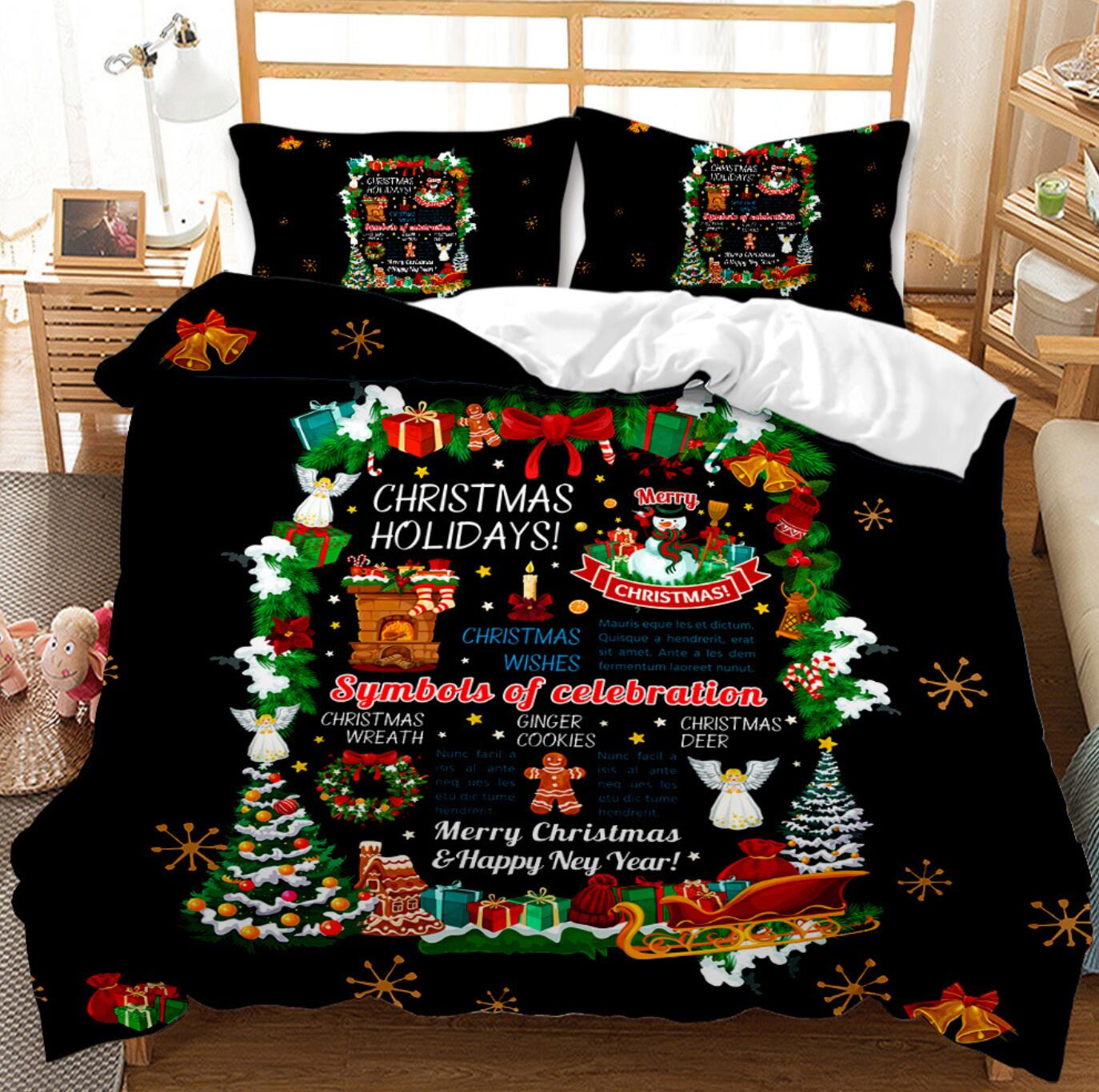 3D Merry Christmas 46006 Christmas Quilt Duvet Cover Xmas Bed Pillowcases