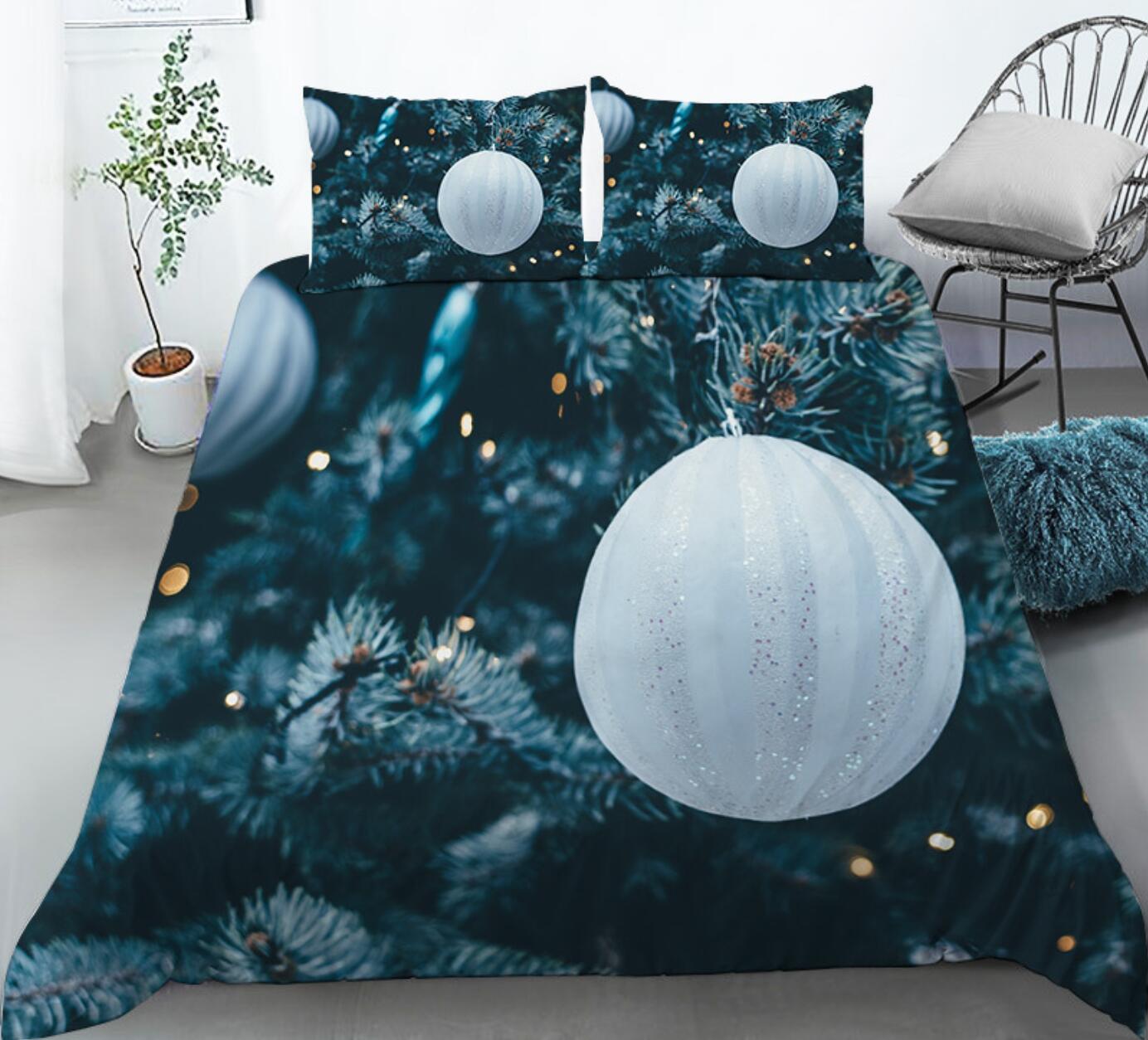 3D White Ball 46022 Christmas Quilt Duvet Cover Xmas Bed Pillowcases