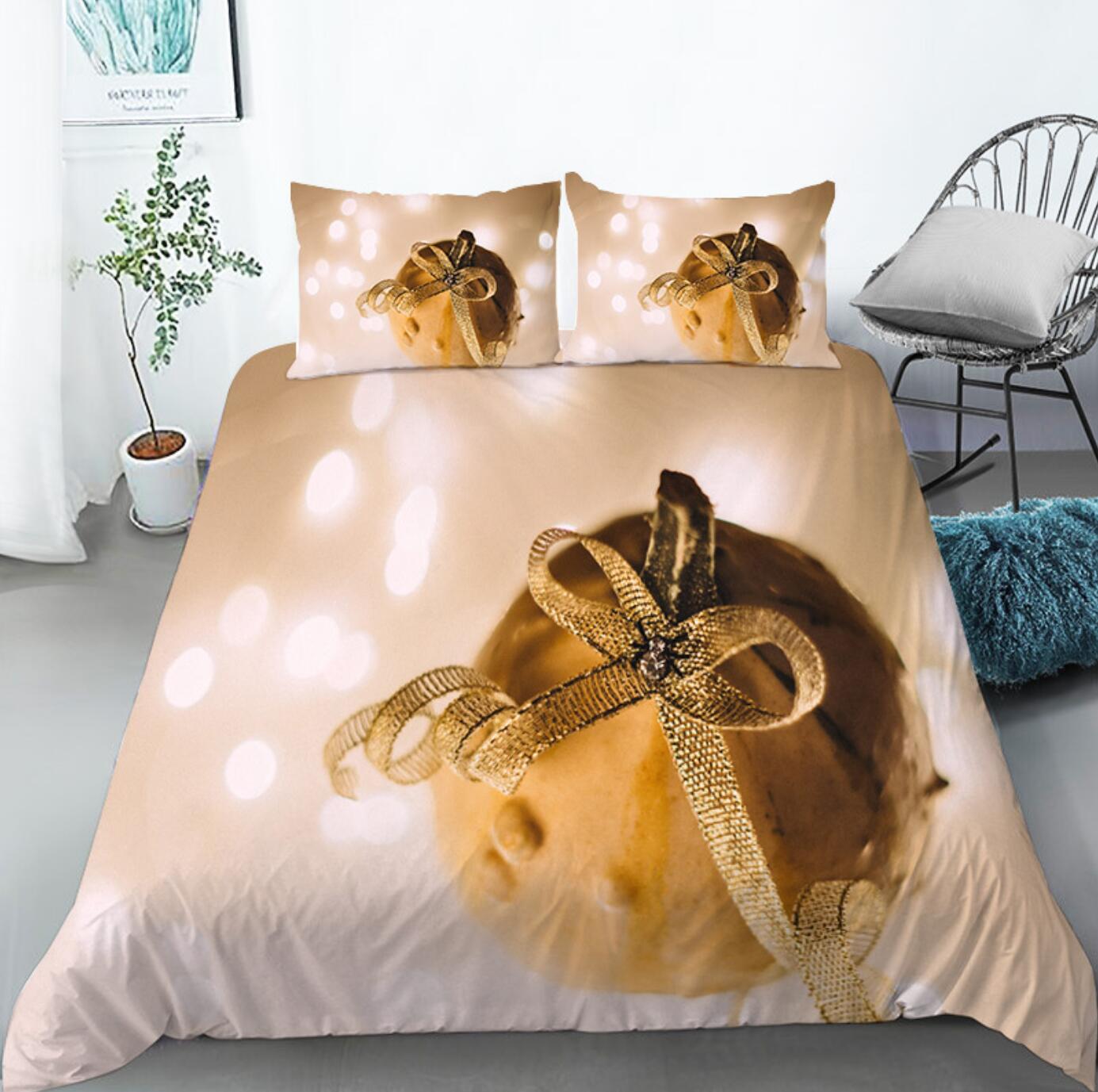 3D Golden Sphere 46033 Christmas Quilt Duvet Cover Xmas Bed Pillowcases