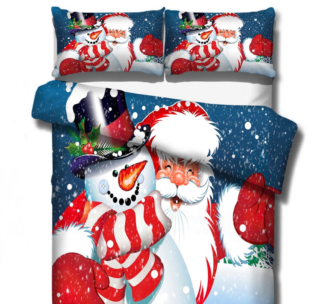 3D Snowman Santa 46053 Christmas Quilt Duvet Cover Xmas Bed Pillowcases