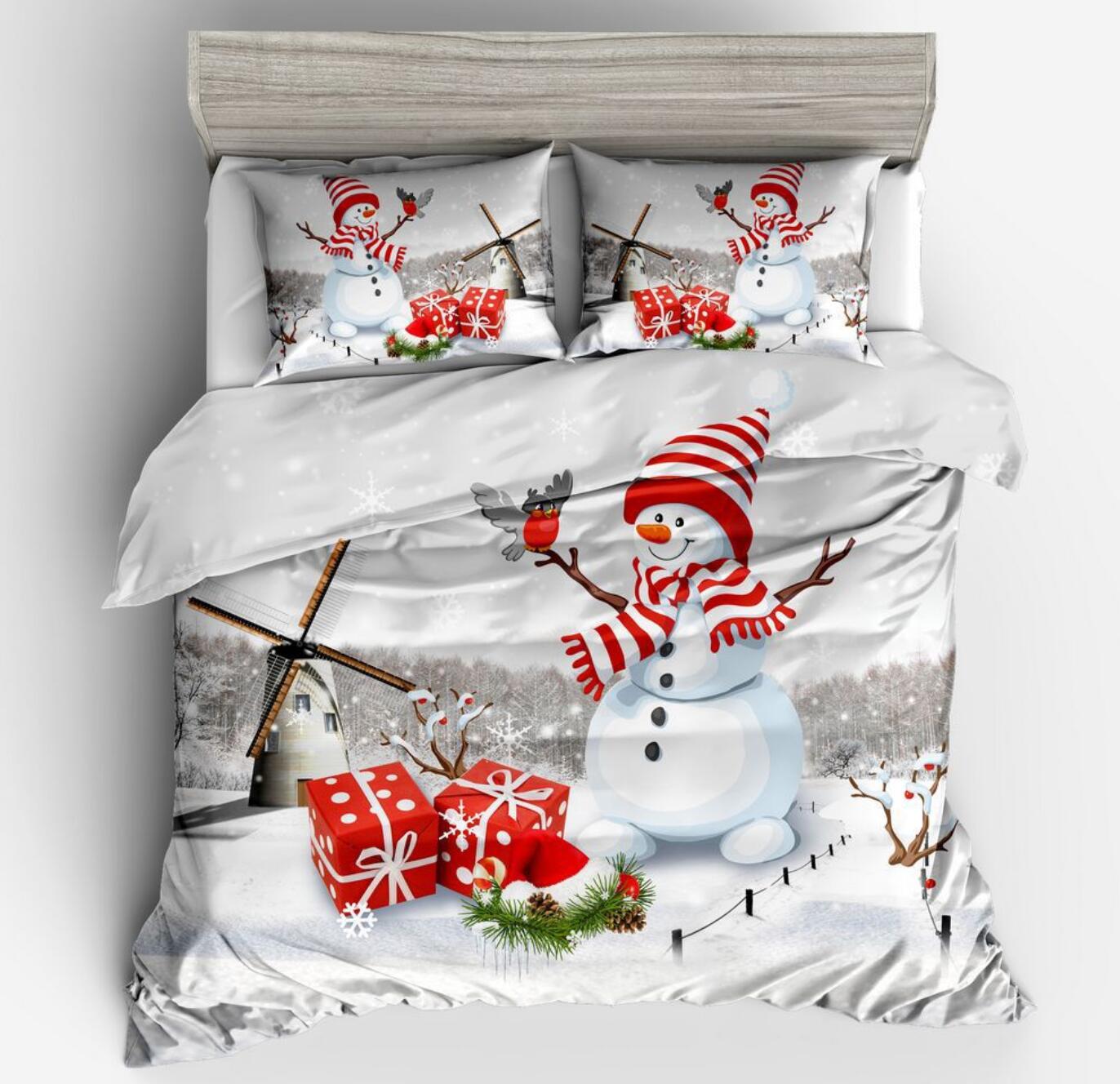 3D Snowman Gift 46075 Christmas Quilt Duvet Cover Xmas Bed Pillowcases