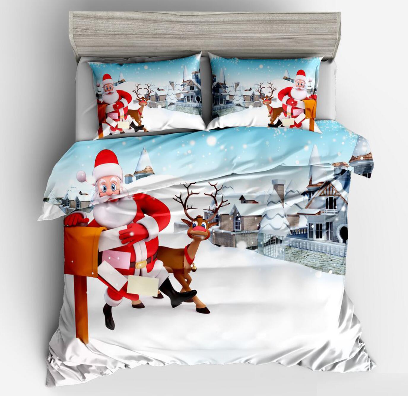 3D Santa Deer 46076 Christmas Quilt Duvet Cover Xmas Bed Pillowcases