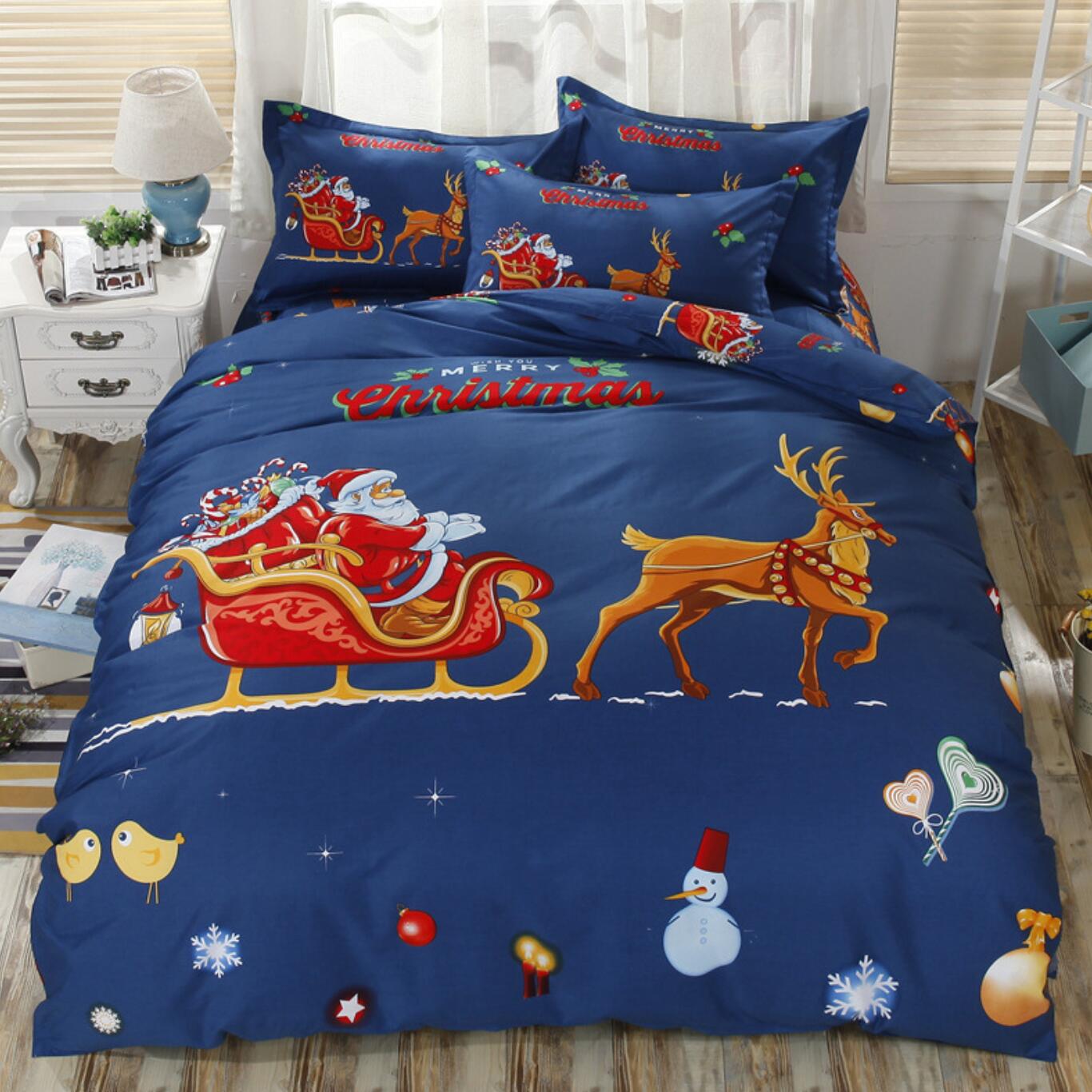 3D Santa Sleigh Deer 46079 Christmas Quilt Duvet Cover Xmas Bed Pillowcases