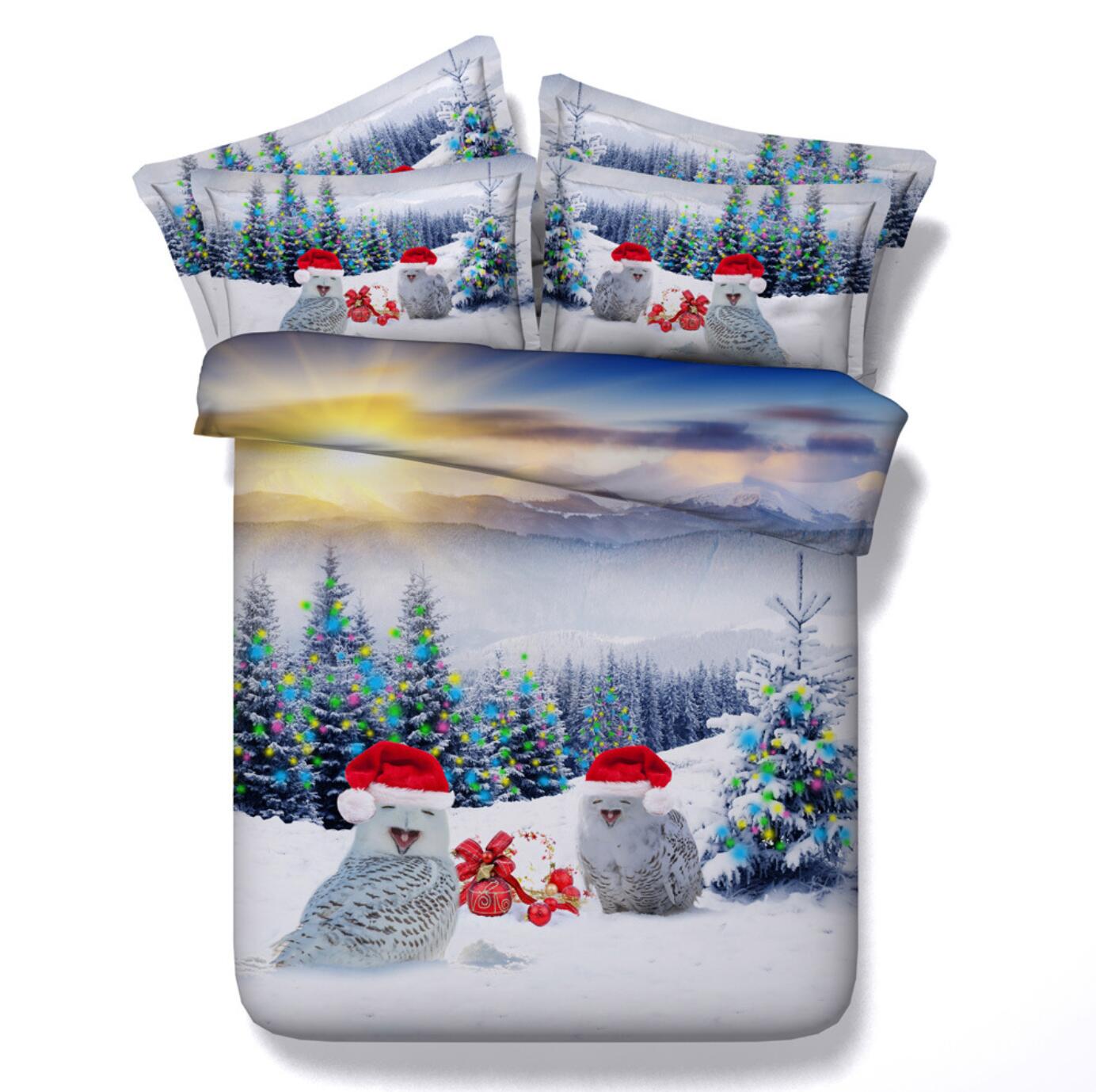 3D Snow Owl Christmas Hat 46088 Christmas Quilt Duvet Cover Xmas Bed Pillowcases
