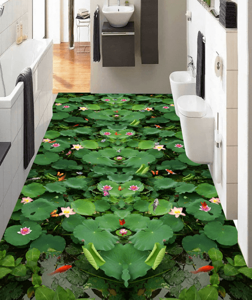 3D Big Lotus Leaf 335 Floor Mural Wallpaper AJ Wallpaper 2