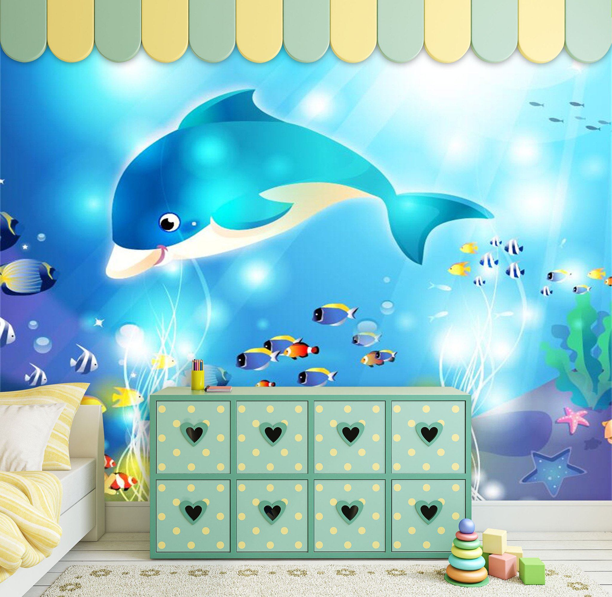 3D Blue Dolphins 014 Wallpaper AJ Wallpaper 2