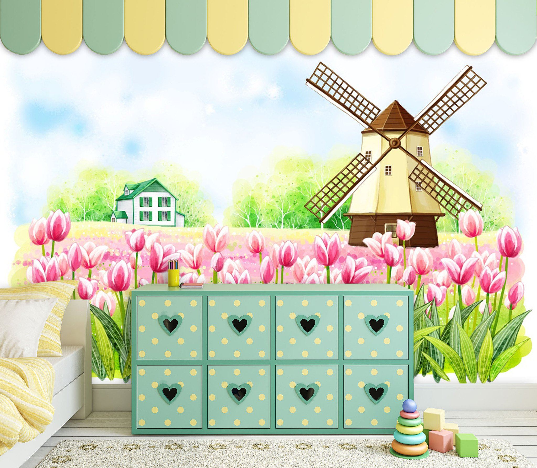 3D Windmill Flower Manor 48 Wallpaper AJ Wallpaper