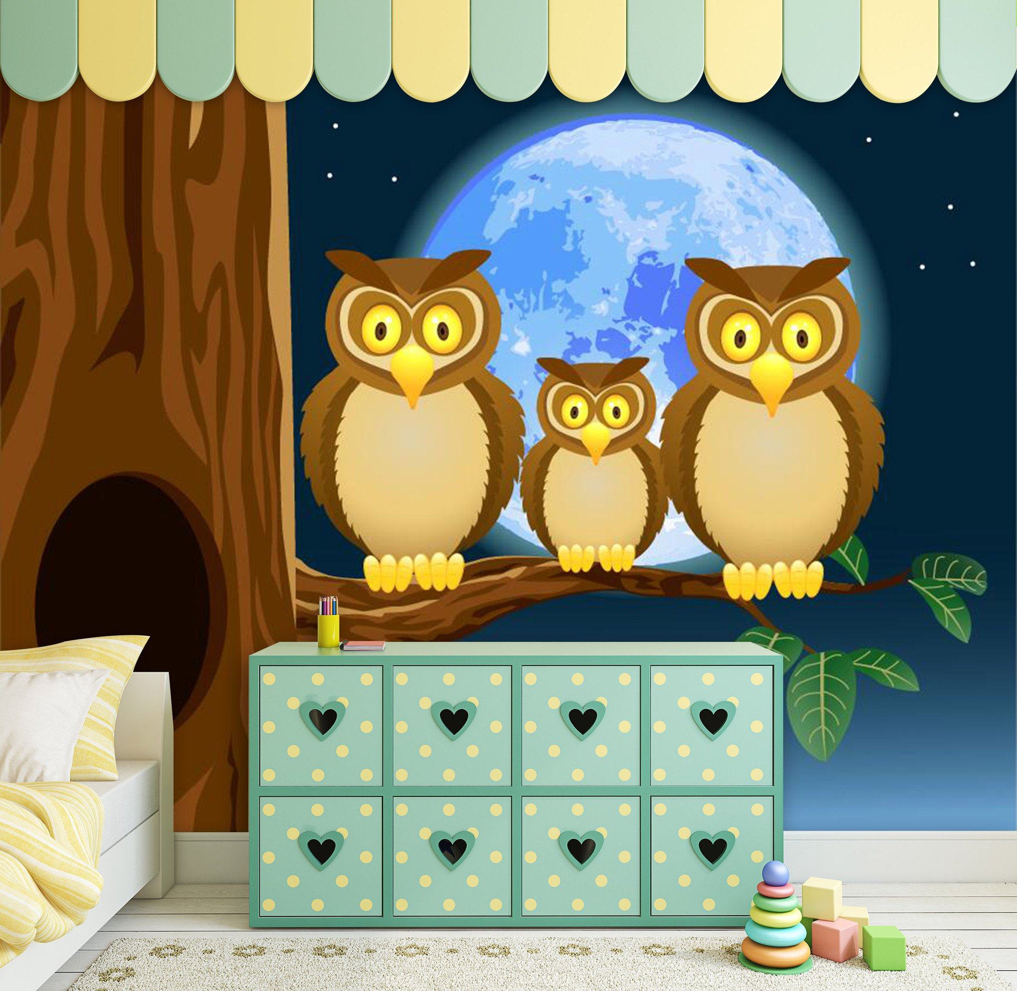 3D Moon Night Owl 238 Wallpaper AJ Wallpaper