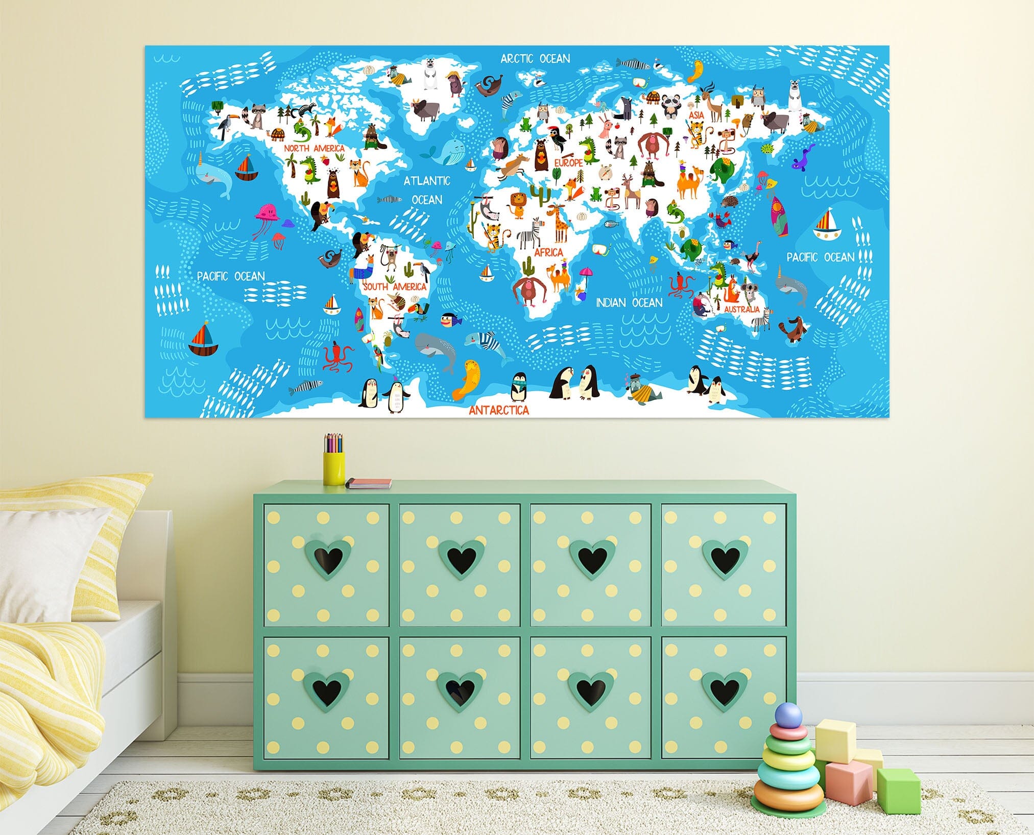 3D Animal Picture 239 World Map Wall Sticker Wallpaper AJ Wallpaper 2
